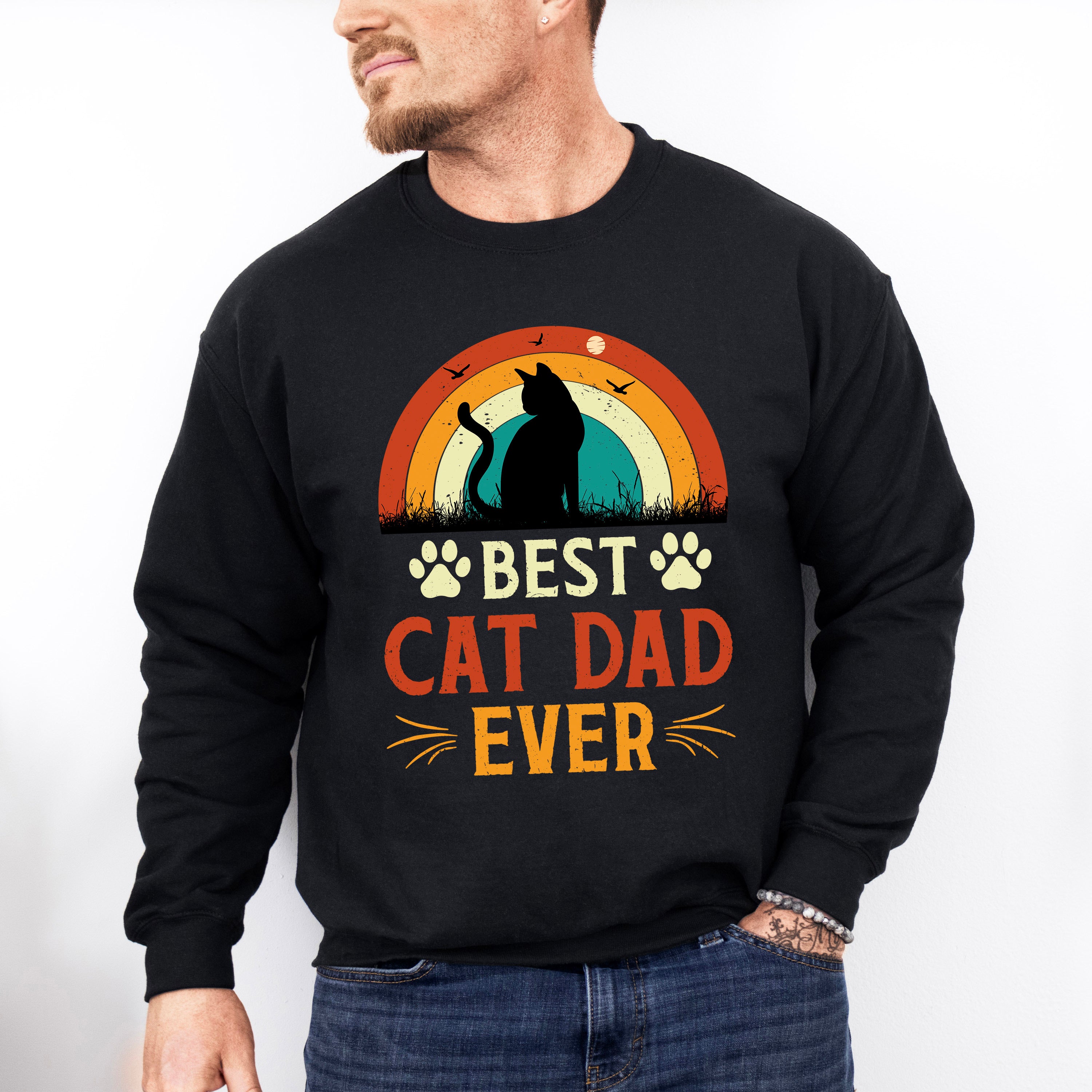 Best Cat Dad Ever Father's Day Unisex Crewneck T-Shirt Sweatshirt Hoodie