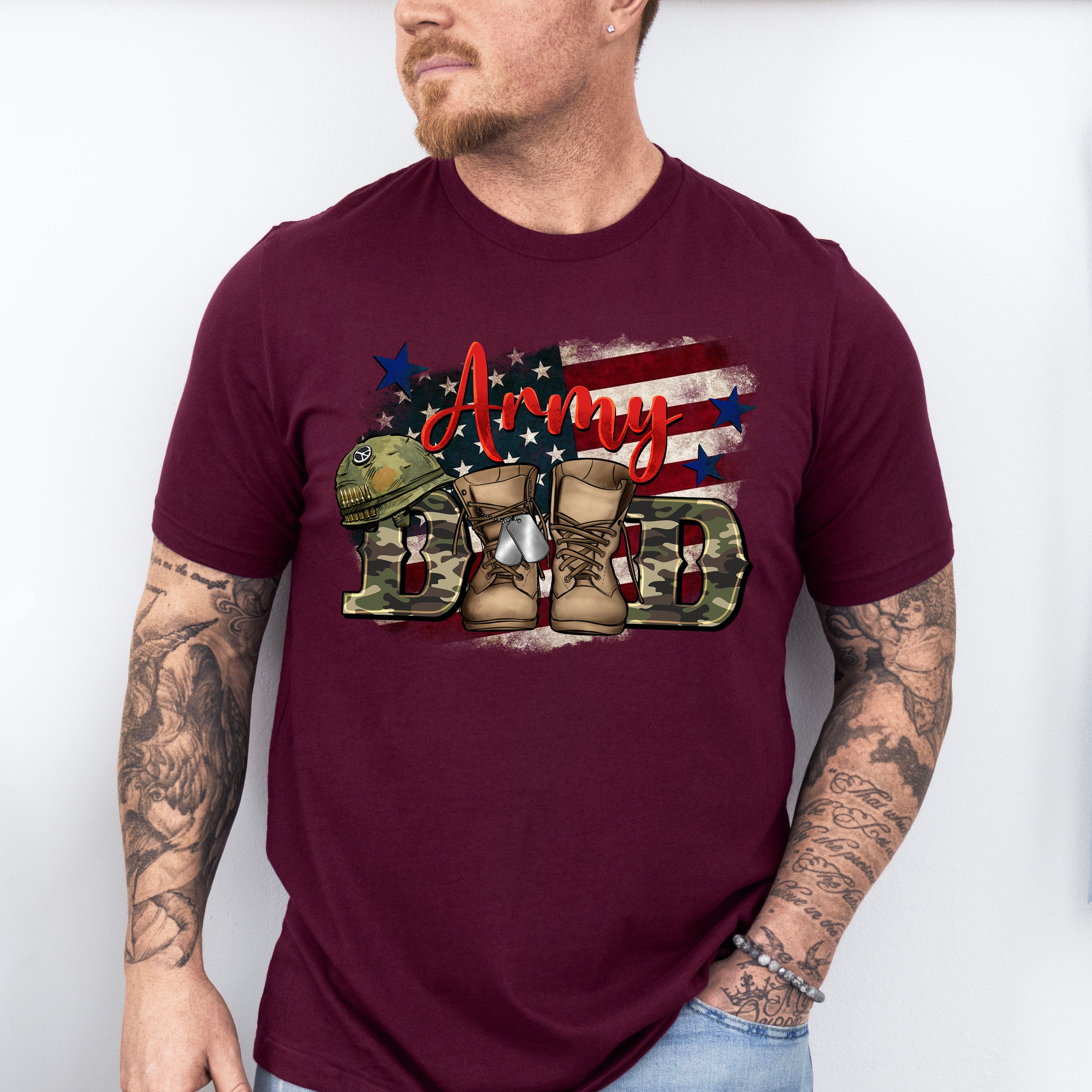 Army Dad Father&#39;s Day Unisex Crewneck T-Shirt Sweatshirt Hoodie