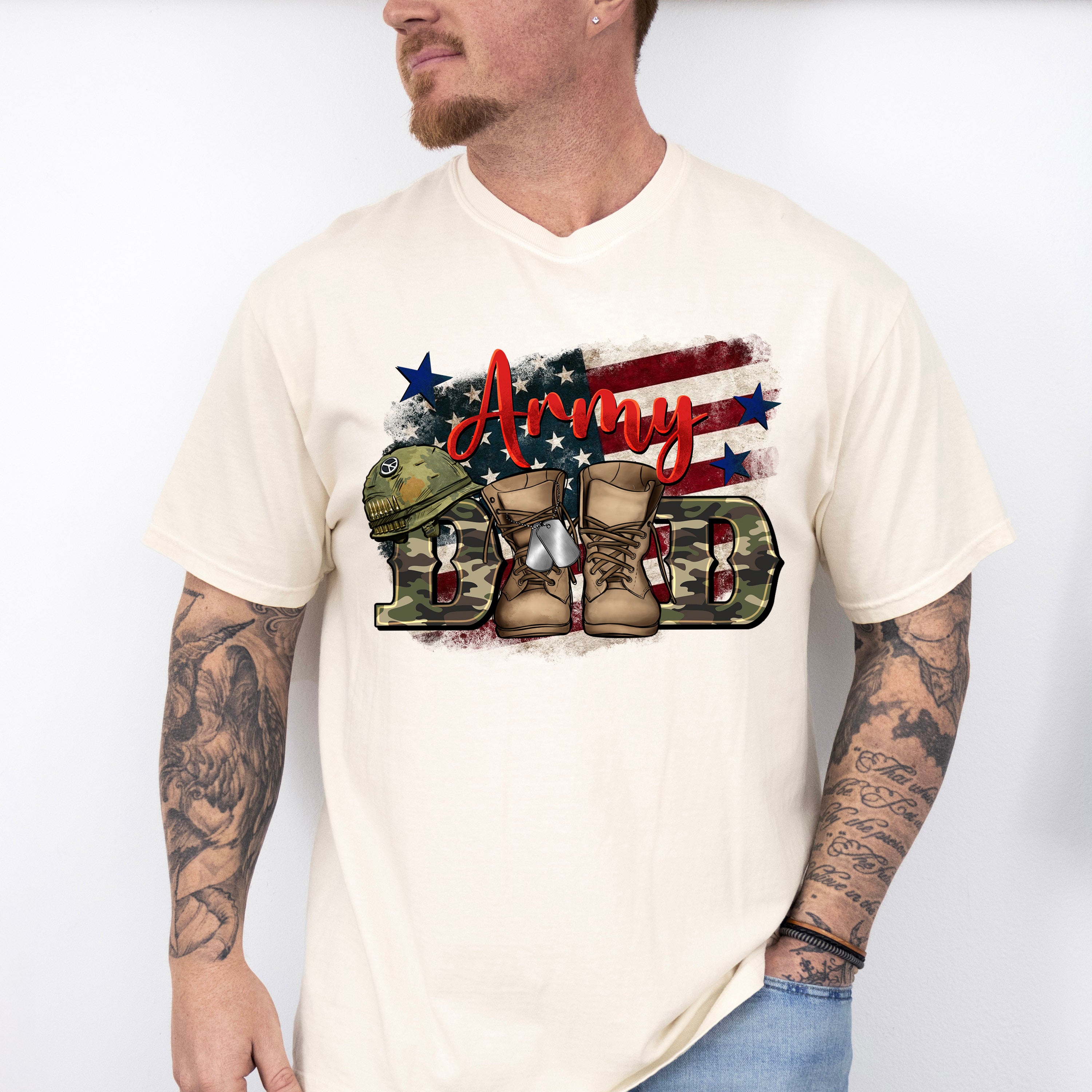 Army Dad Father&#39;s Day Unisex Crewneck T-Shirt Sweatshirt Hoodie