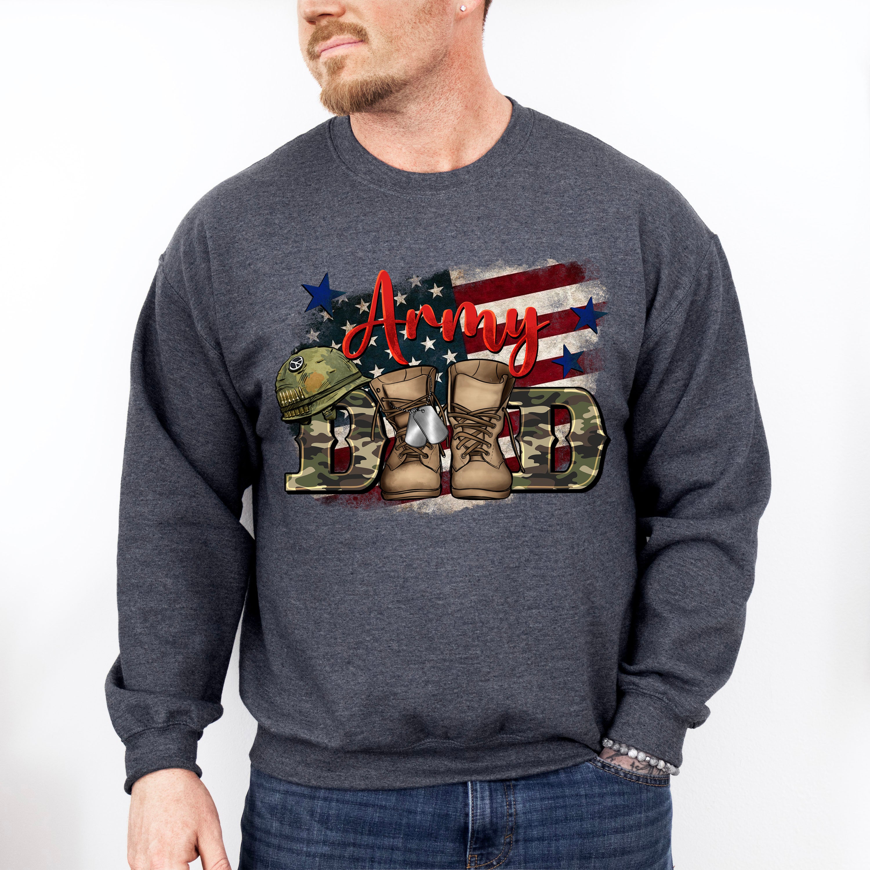 Army Dad Father&#39;s Day Unisex Crewneck T-Shirt Sweatshirt Hoodie