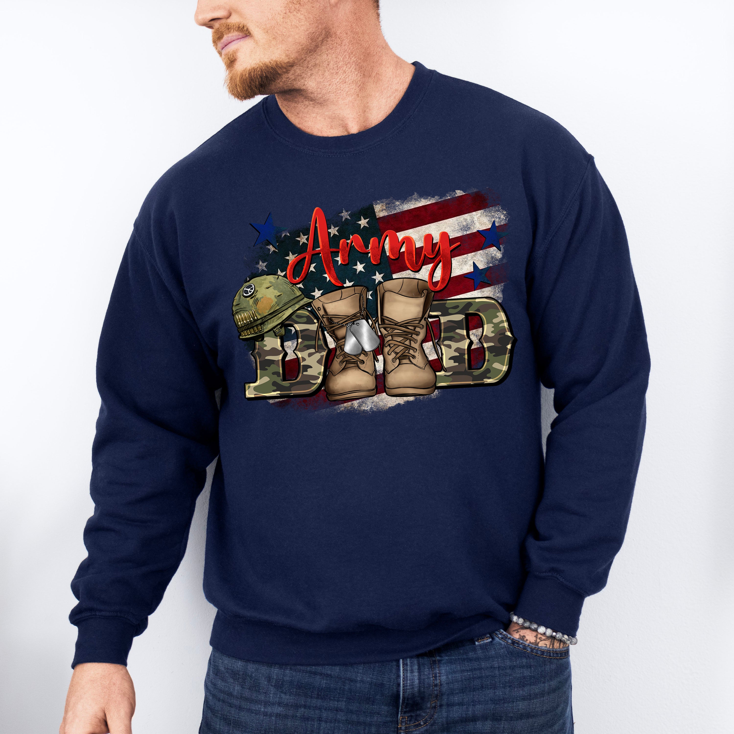 Army Dad Father&#39;s Day Unisex Crewneck T-Shirt Sweatshirt Hoodie