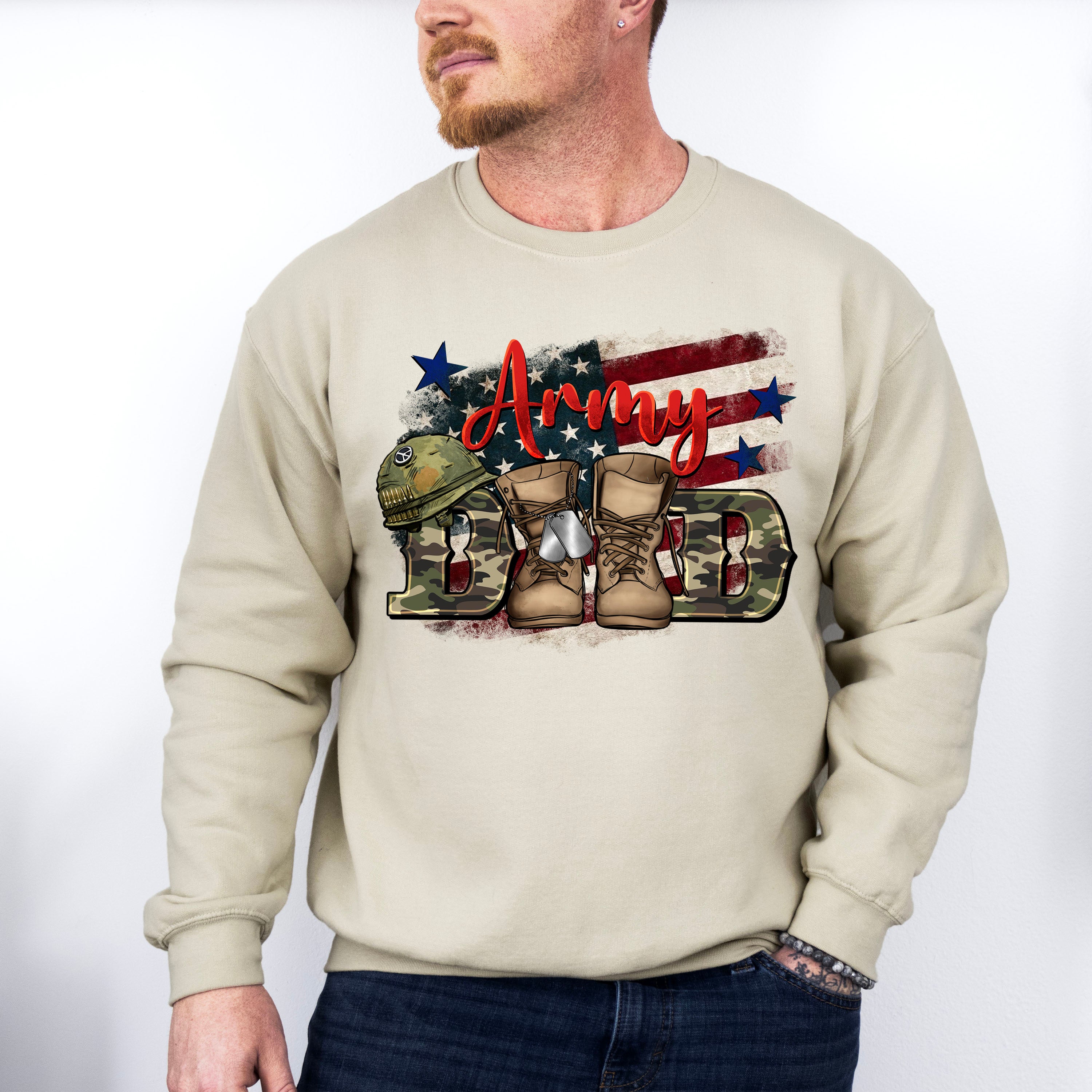 Army Dad Father&#39;s Day Unisex Crewneck T-Shirt Sweatshirt Hoodie