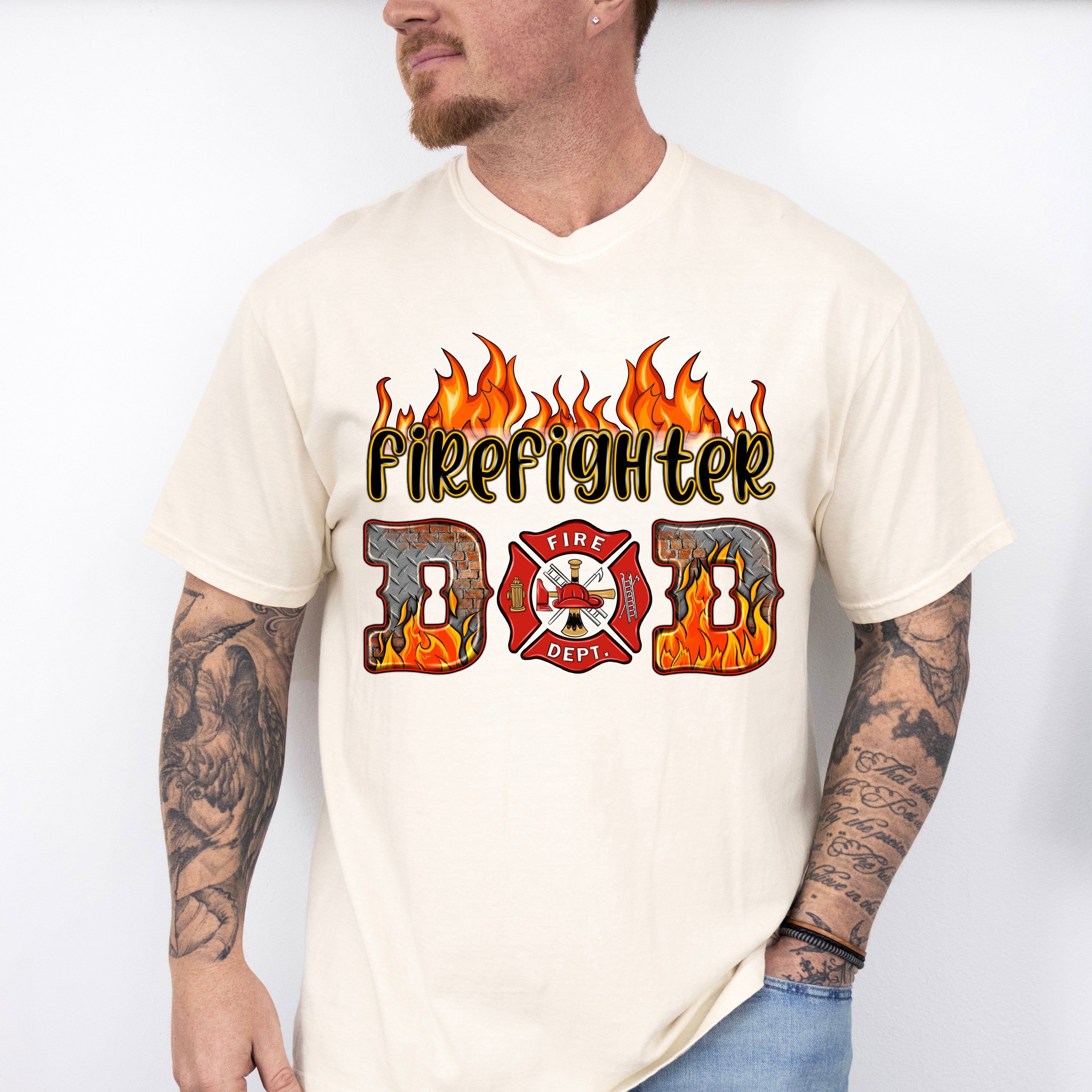 Firefighter Dad Father&#39;s Day Unisex Crewneck T-Shirt Sweatshirt Hoodie