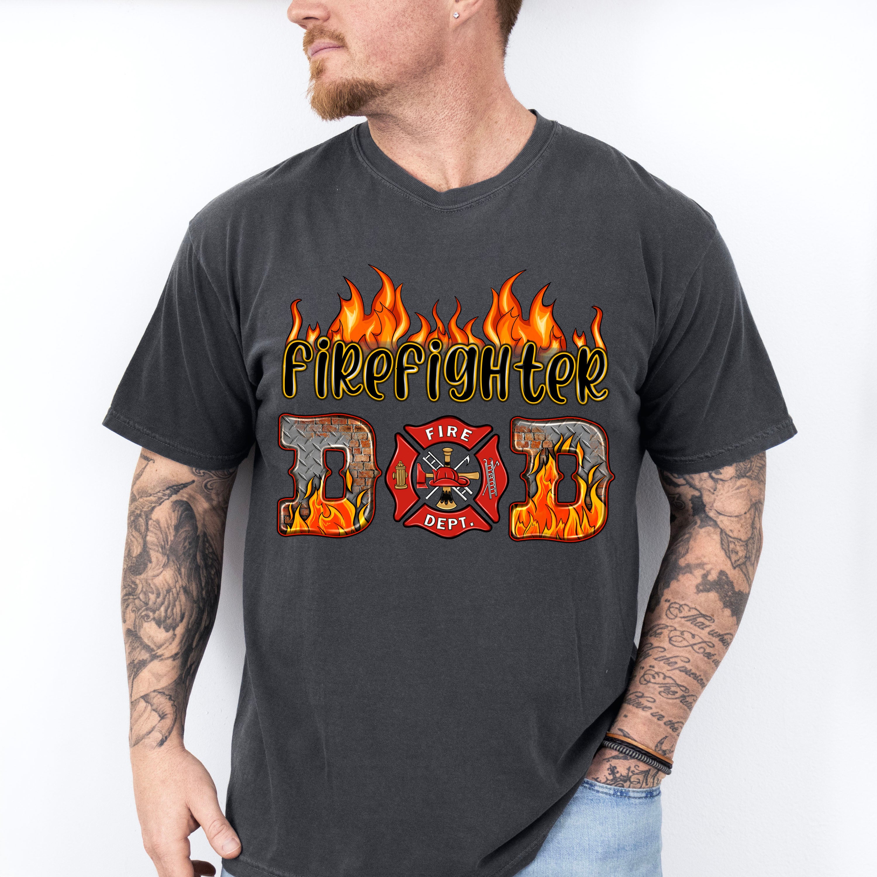Firefighter Dad Father&#39;s Day Unisex Crewneck T-Shirt Sweatshirt Hoodie