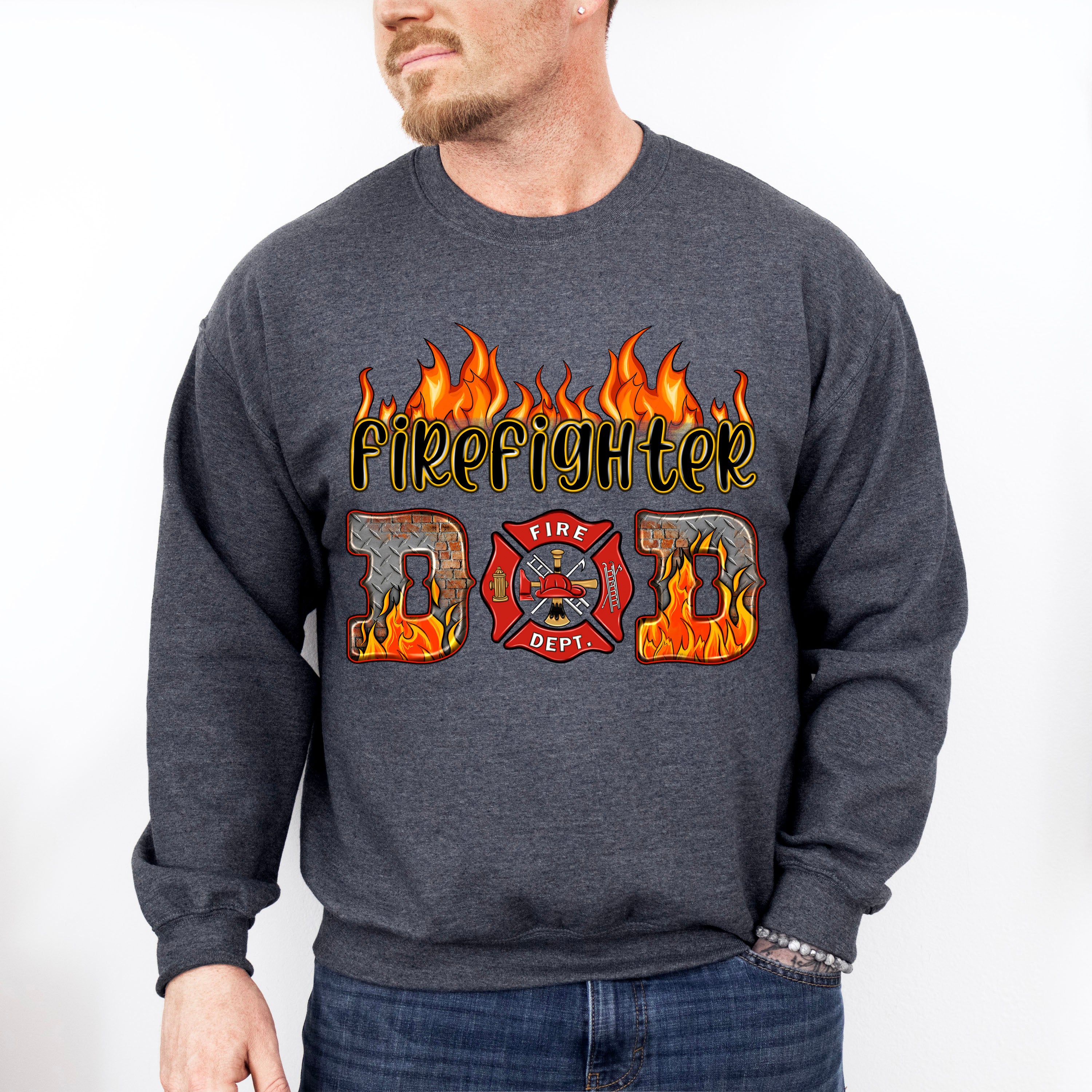 Firefighter Dad Father&#39;s Day Unisex Crewneck T-Shirt Sweatshirt Hoodie