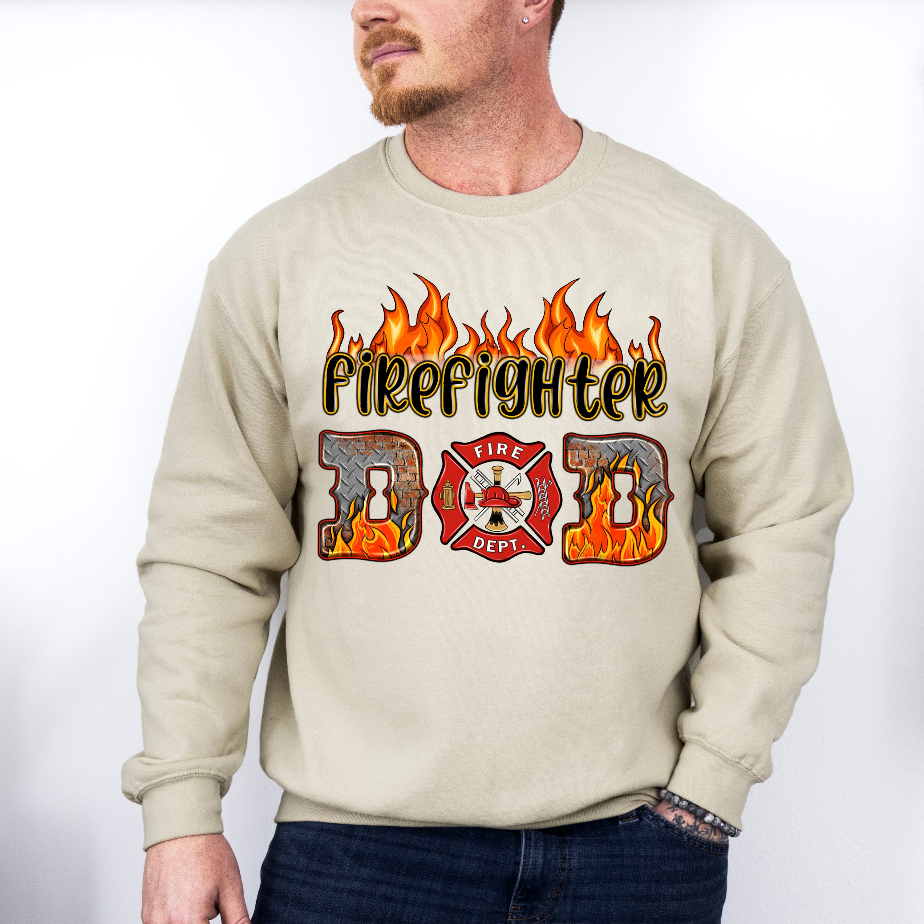 Firefighter Dad Father&#39;s Day Unisex Crewneck T-Shirt Sweatshirt Hoodie