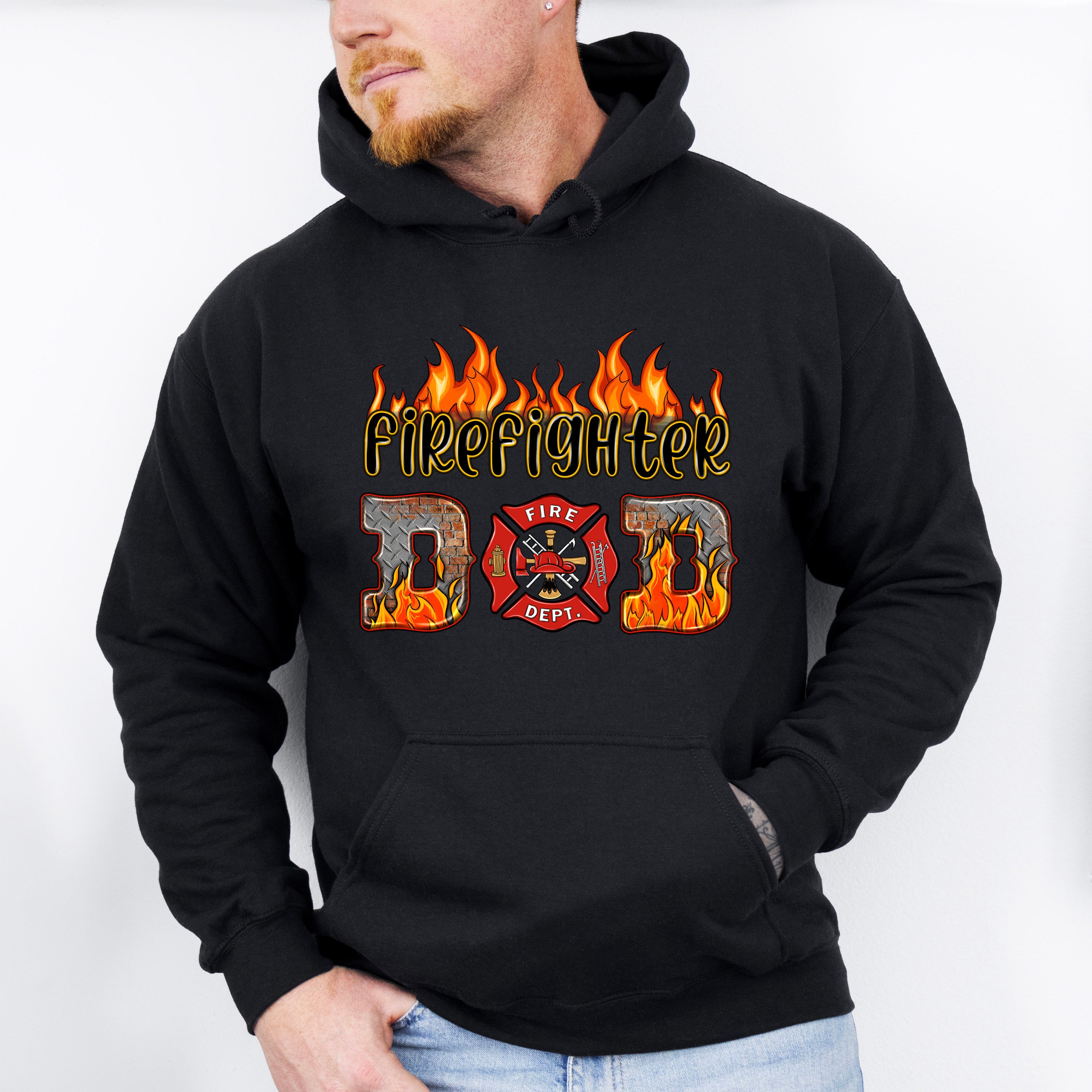 Firefighter Dad Father&#39;s Day Unisex Crewneck T-Shirt Sweatshirt Hoodie