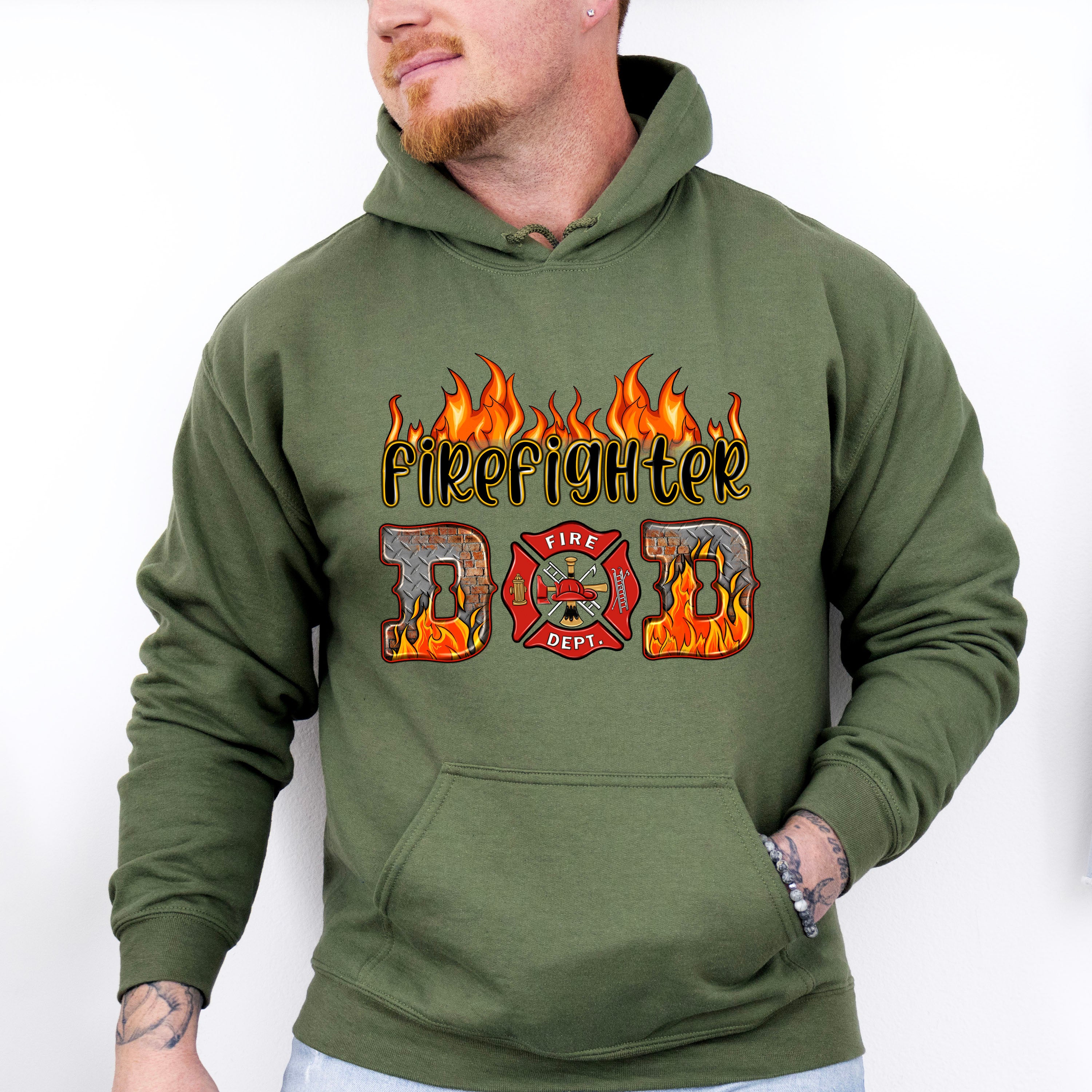 Firefighter Dad Father&#39;s Day Unisex Crewneck T-Shirt Sweatshirt Hoodie