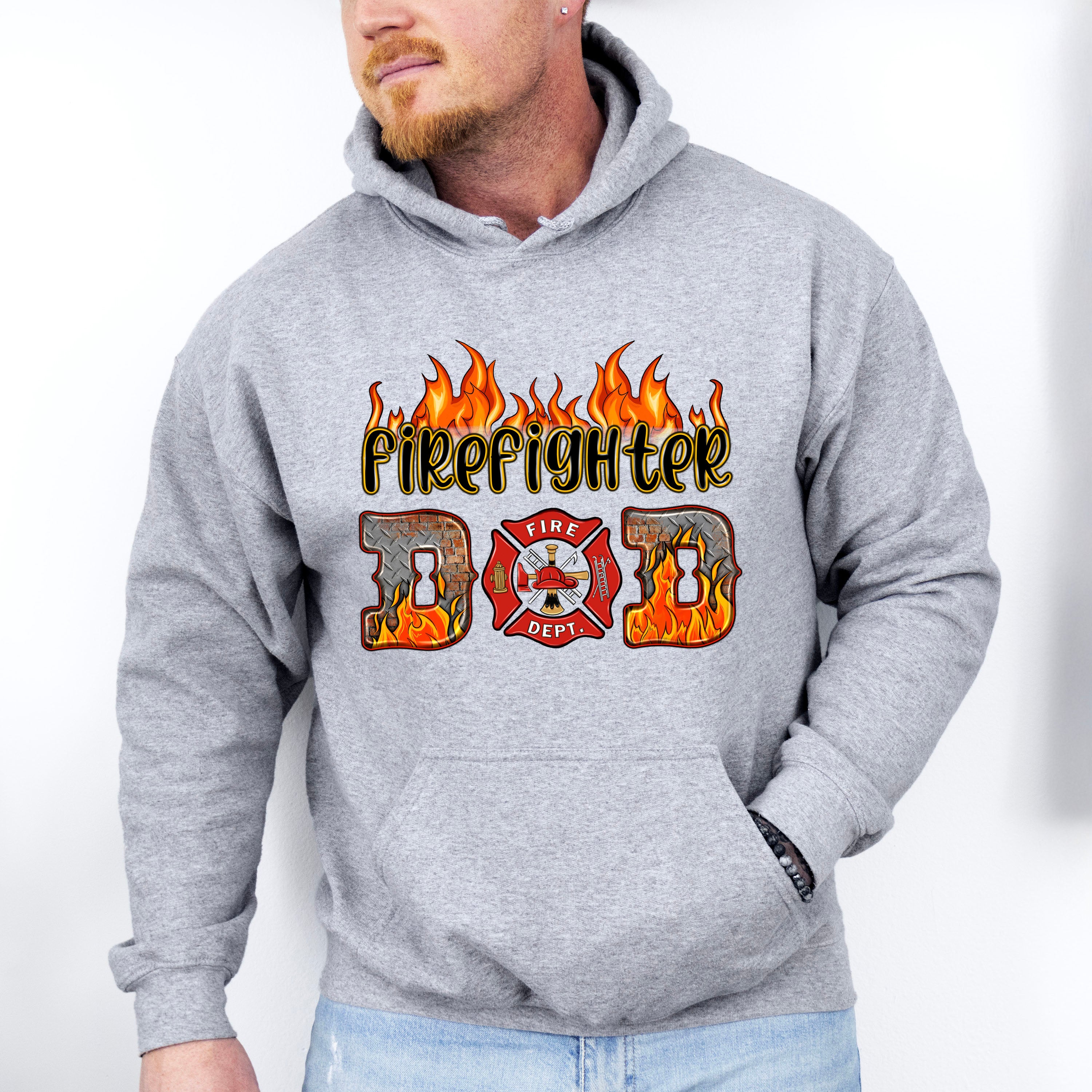 Firefighter Dad Father&#39;s Day Unisex Crewneck T-Shirt Sweatshirt Hoodie