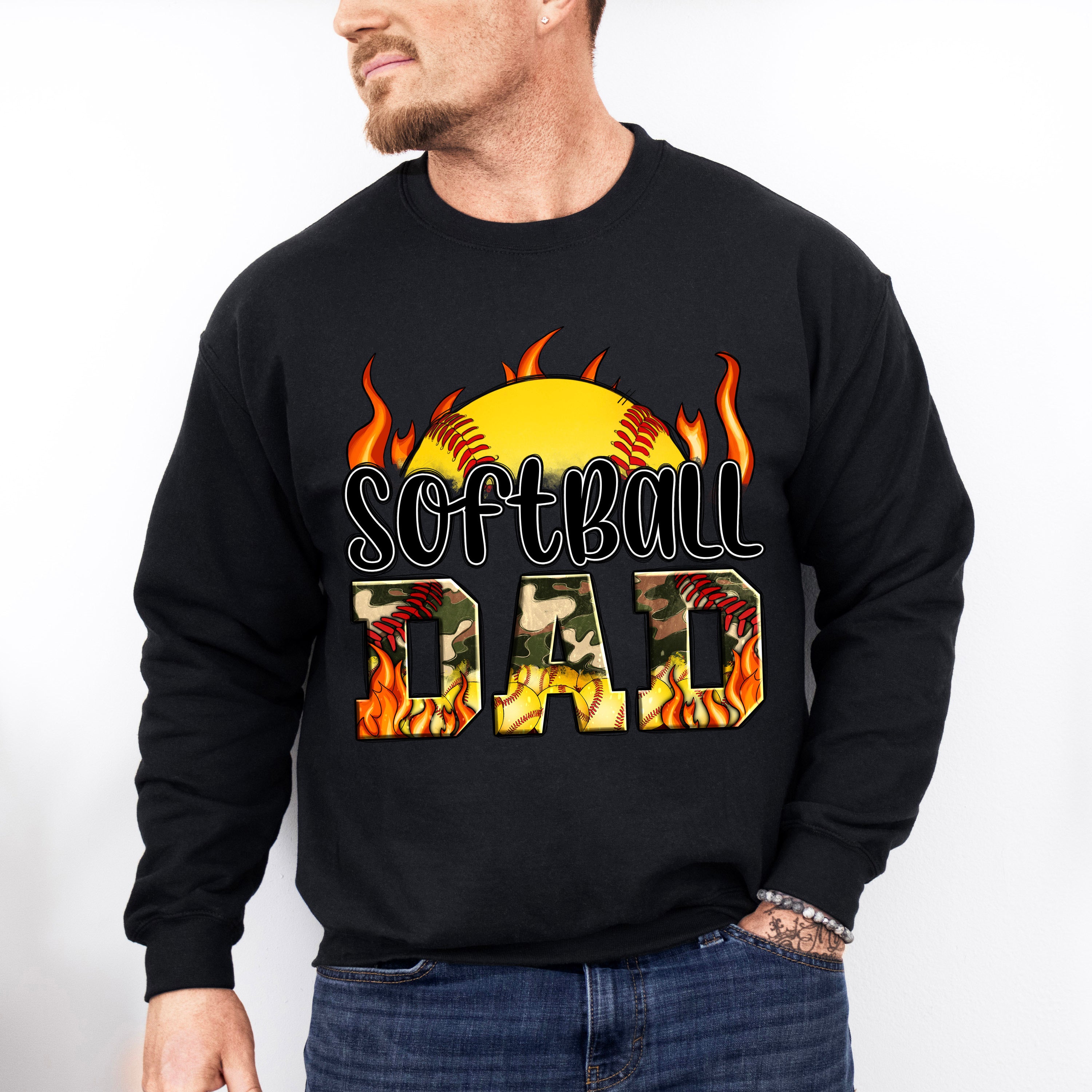 Softball Dad Father's Day Unisex Crewneck T-Shirt Sweatshirt Hoodie