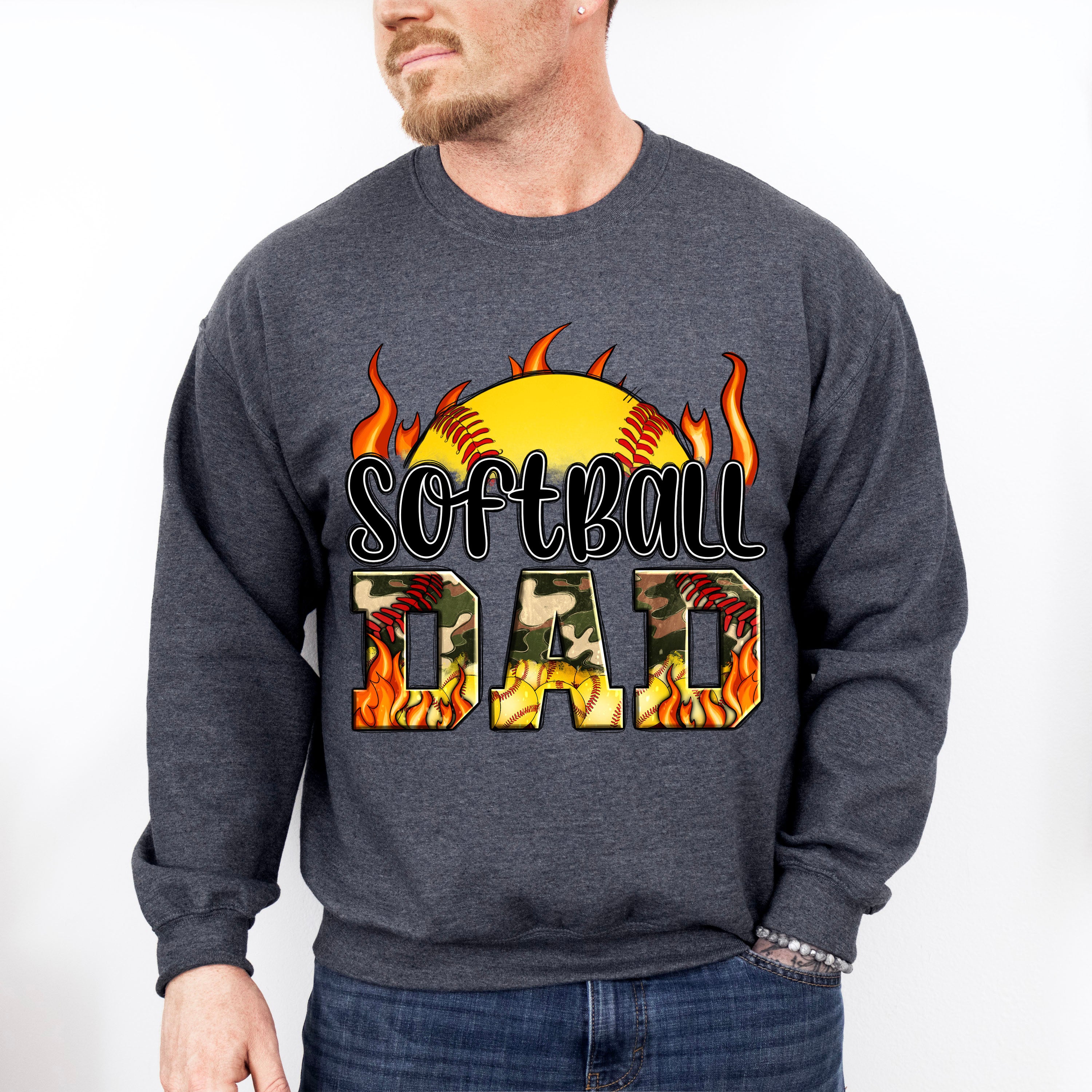 Softball Dad Father's Day Unisex Crewneck T-Shirt Sweatshirt Hoodie