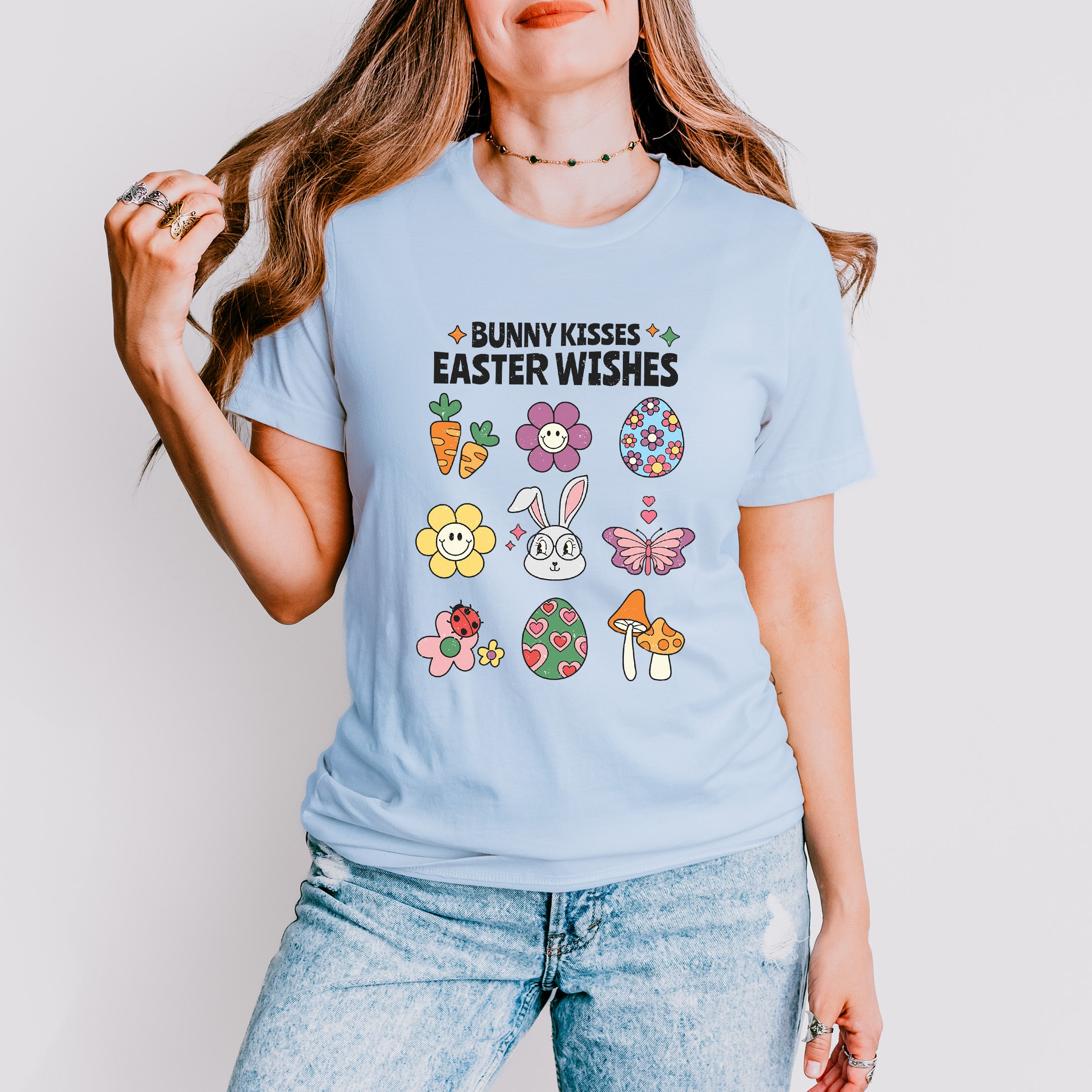 Bunny Kissed Easter Wishes Easter Day Unisex Crewneck T-Shirt Sweatshirt Hoodie