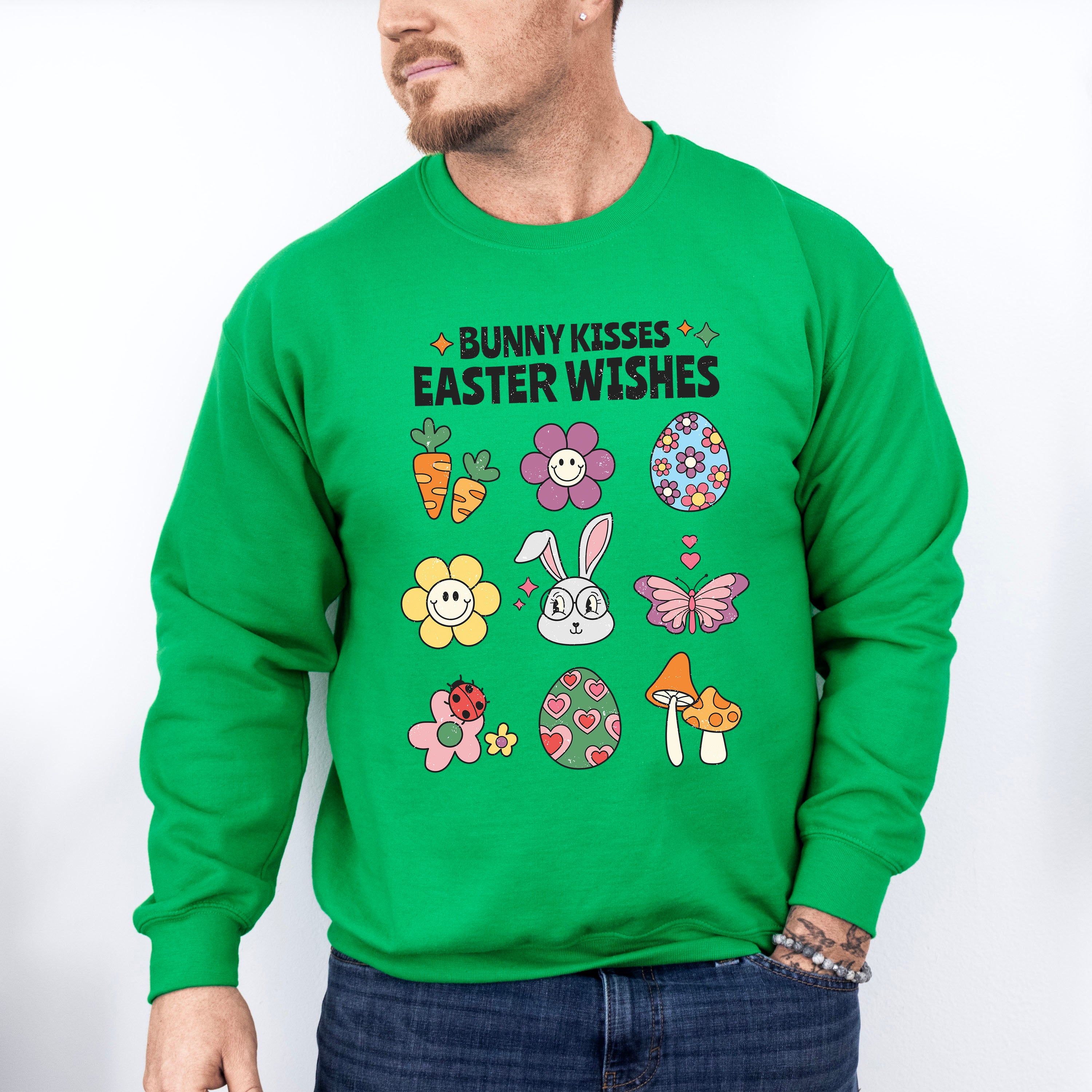 Bunny Kissed Easter Wishes Easter Day Unisex Crewneck T-Shirt Sweatshirt Hoodie