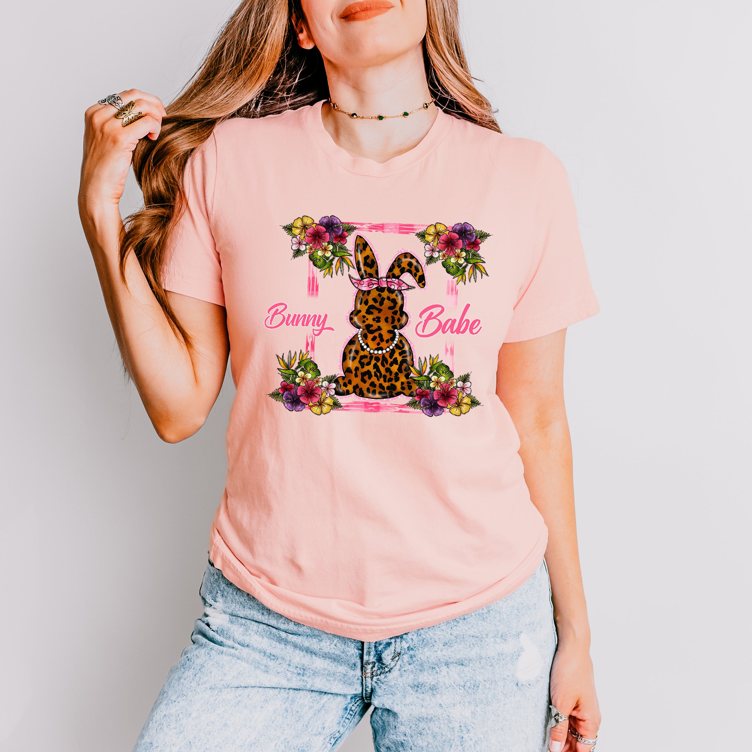 Bunny Babe Frame Easter Day Unisex Crewneck T-Shirt Sweatshirt Hoodie