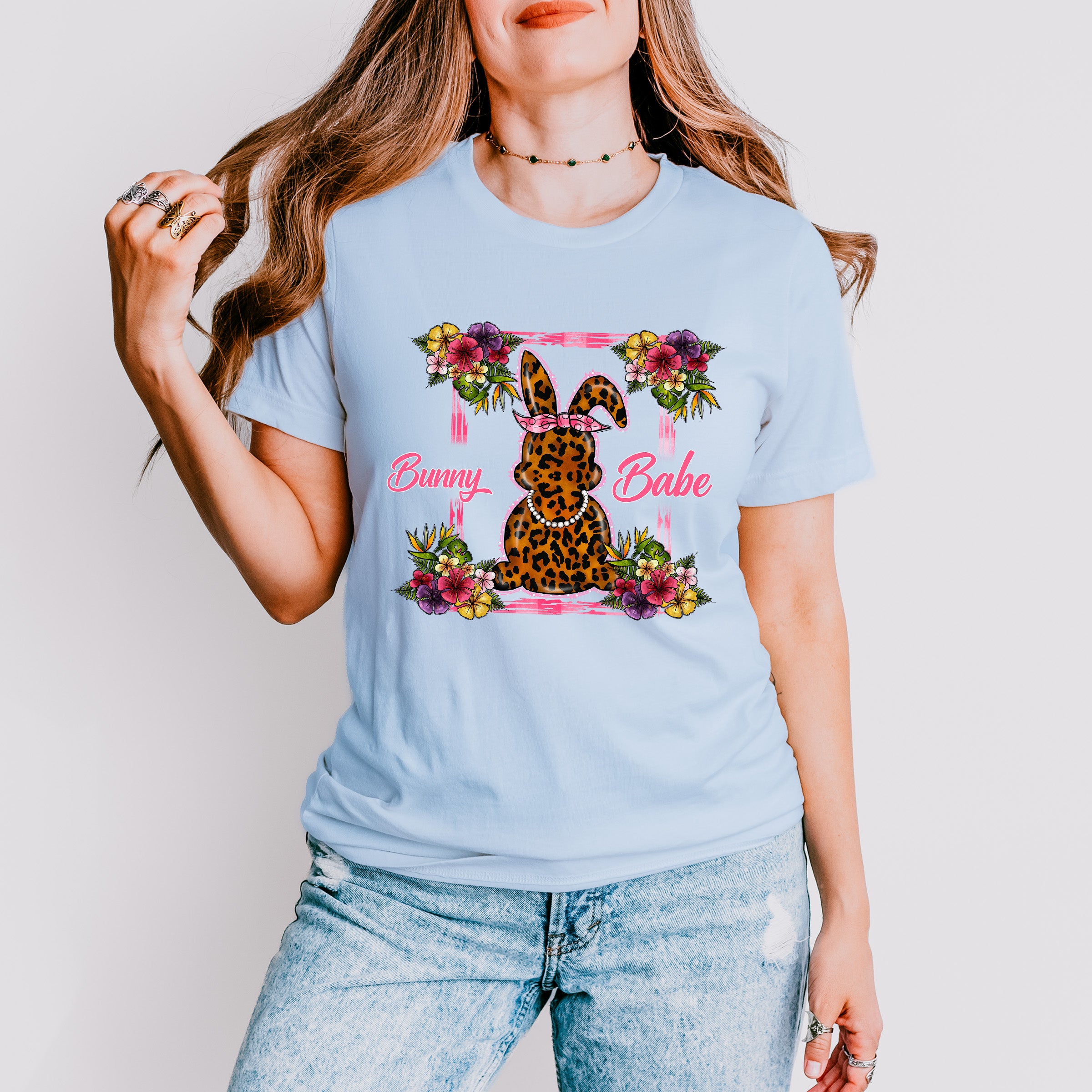 Bunny Babe Frame Easter Day Unisex Crewneck T-Shirt Sweatshirt Hoodie