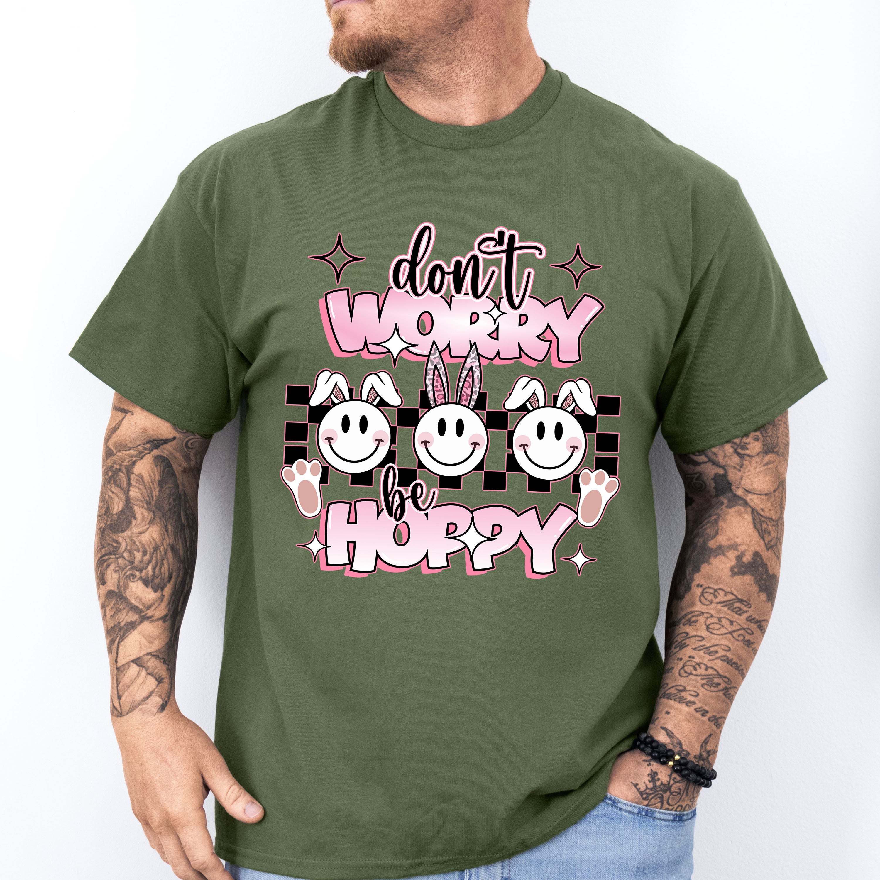 Don't Worry Be Hoppy Easter Day Unisex Crewneck T-Shirt Sweatshirt Hoodie