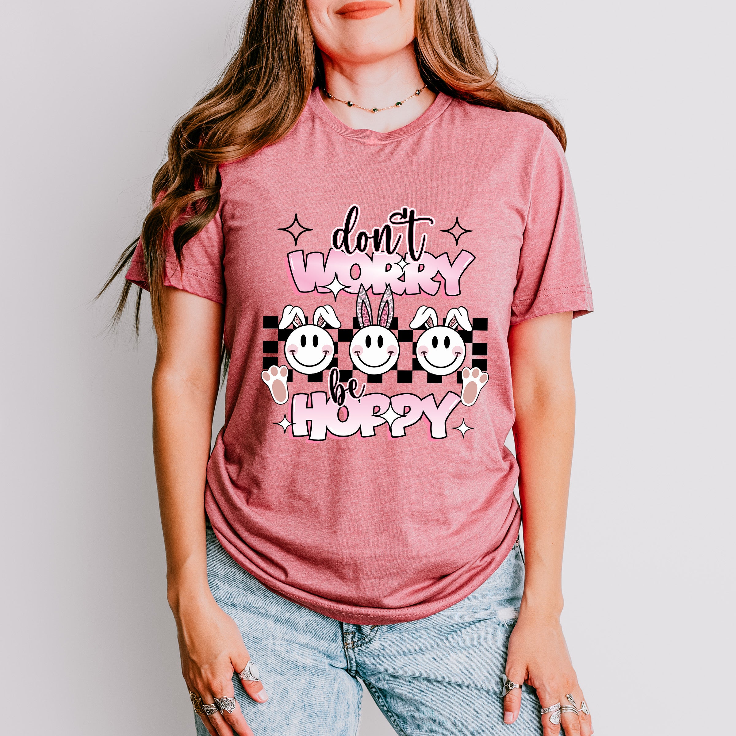 Don't Worry Be Hoppy Easter Day Unisex Crewneck T-Shirt Sweatshirt Hoodie