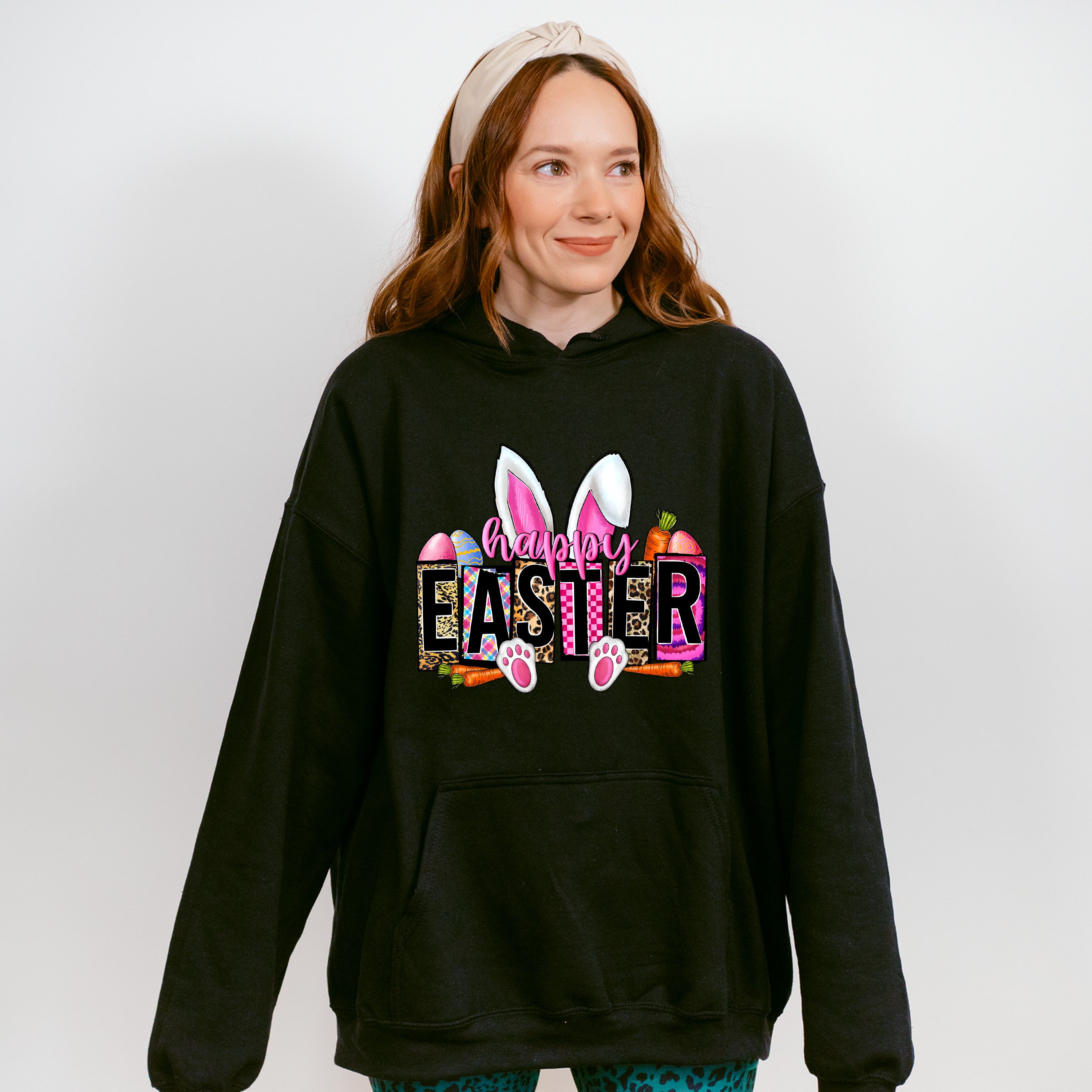 Happy Easter White Bunny Easter Day Unisex Crewneck T-Shirt Sweatshirt Hoodie