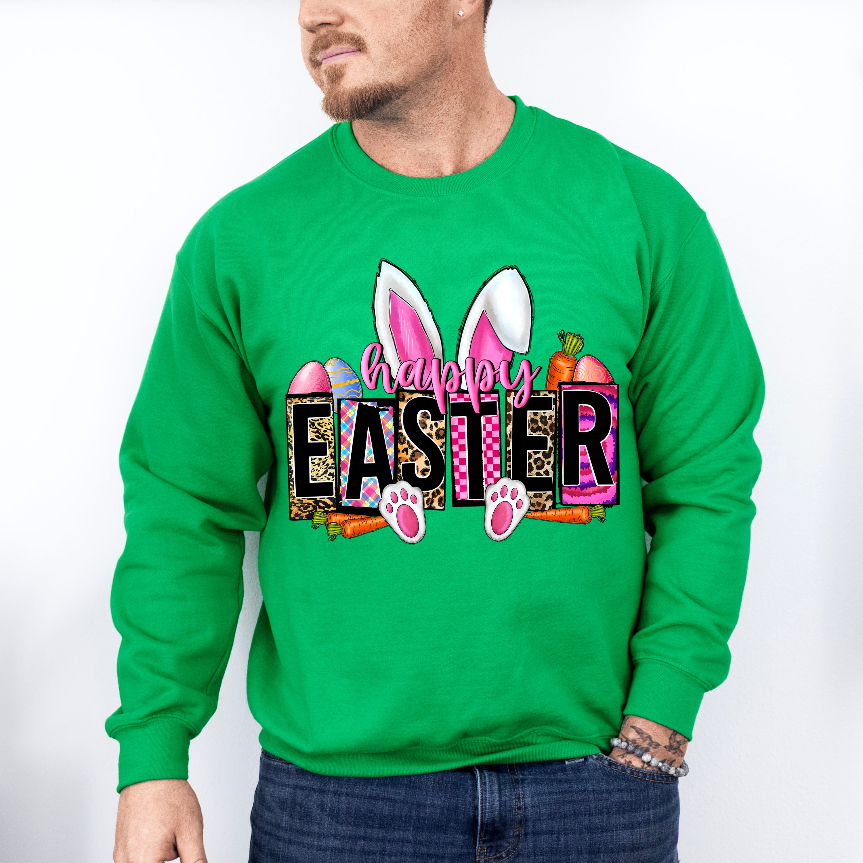 Happy Easter White Bunny Easter Day Unisex Crewneck T-Shirt Sweatshirt Hoodie