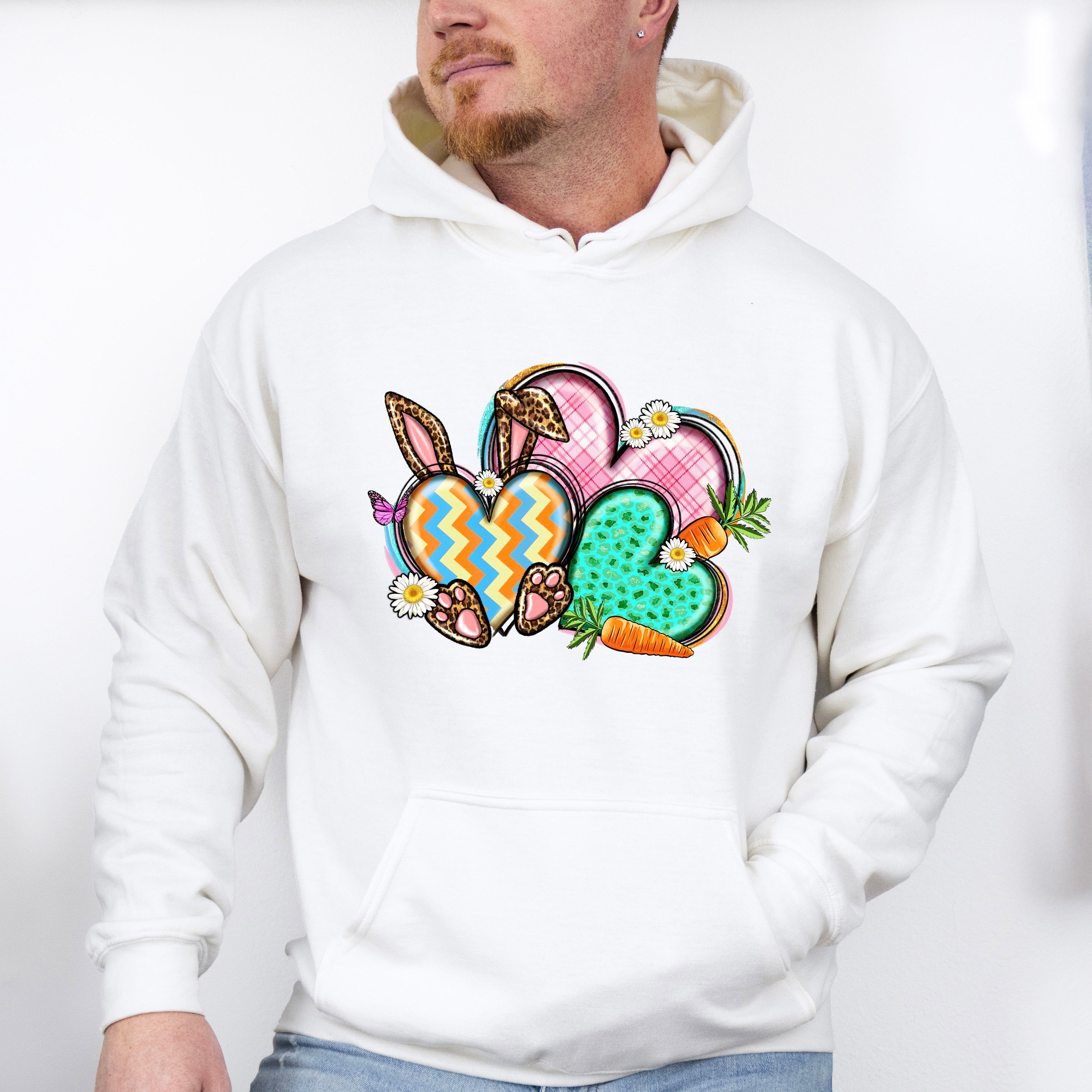 Easter Bunny Hearts Easter Day Unisex Crewneck T-Shirt Sweatshirt Hoodie