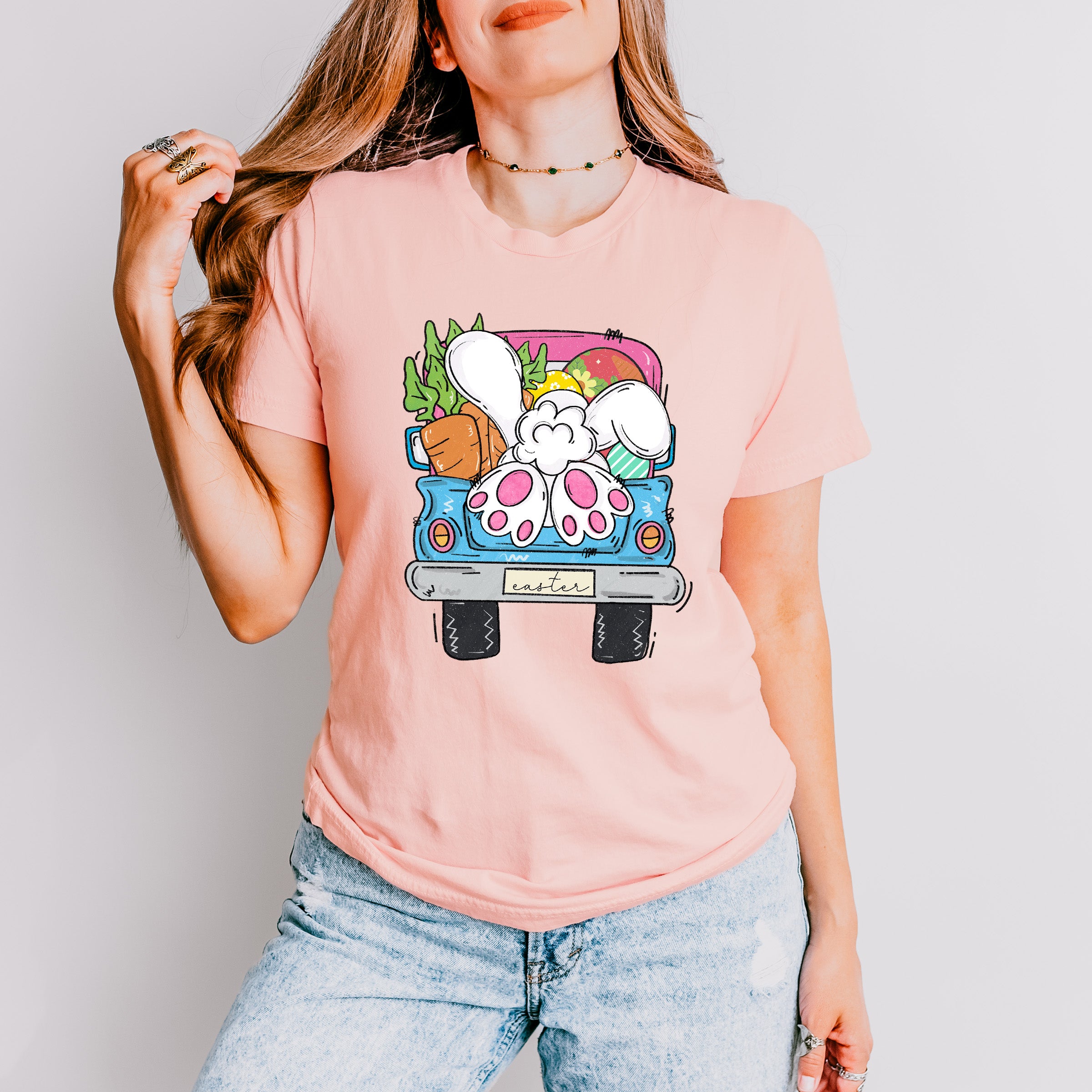 Easter Gnome Truck Easter Day Unisex Crewneck T-Shirt Sweatshirt Hoodie