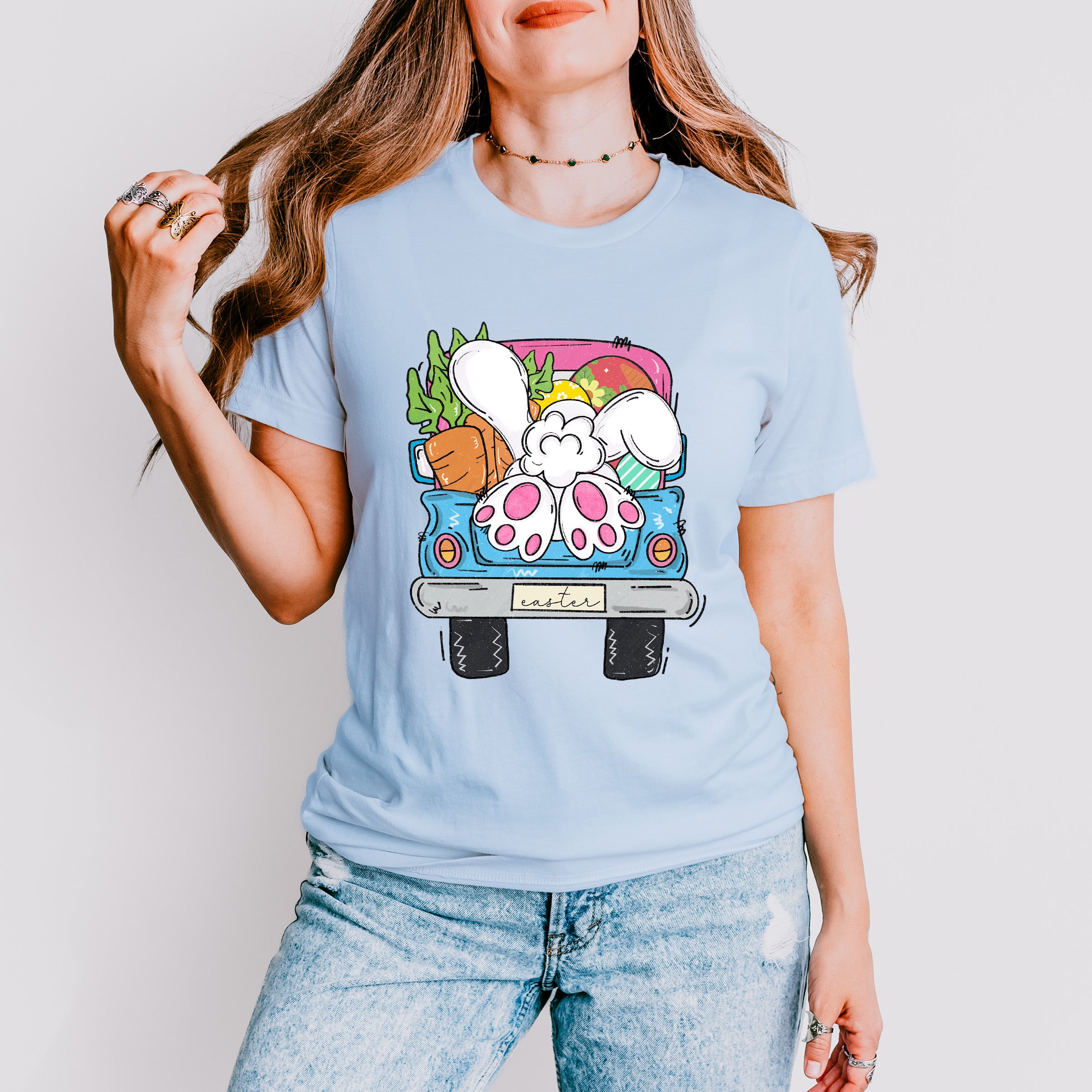 Easter Gnome Truck Easter Day Unisex Crewneck T-Shirt Sweatshirt Hoodie