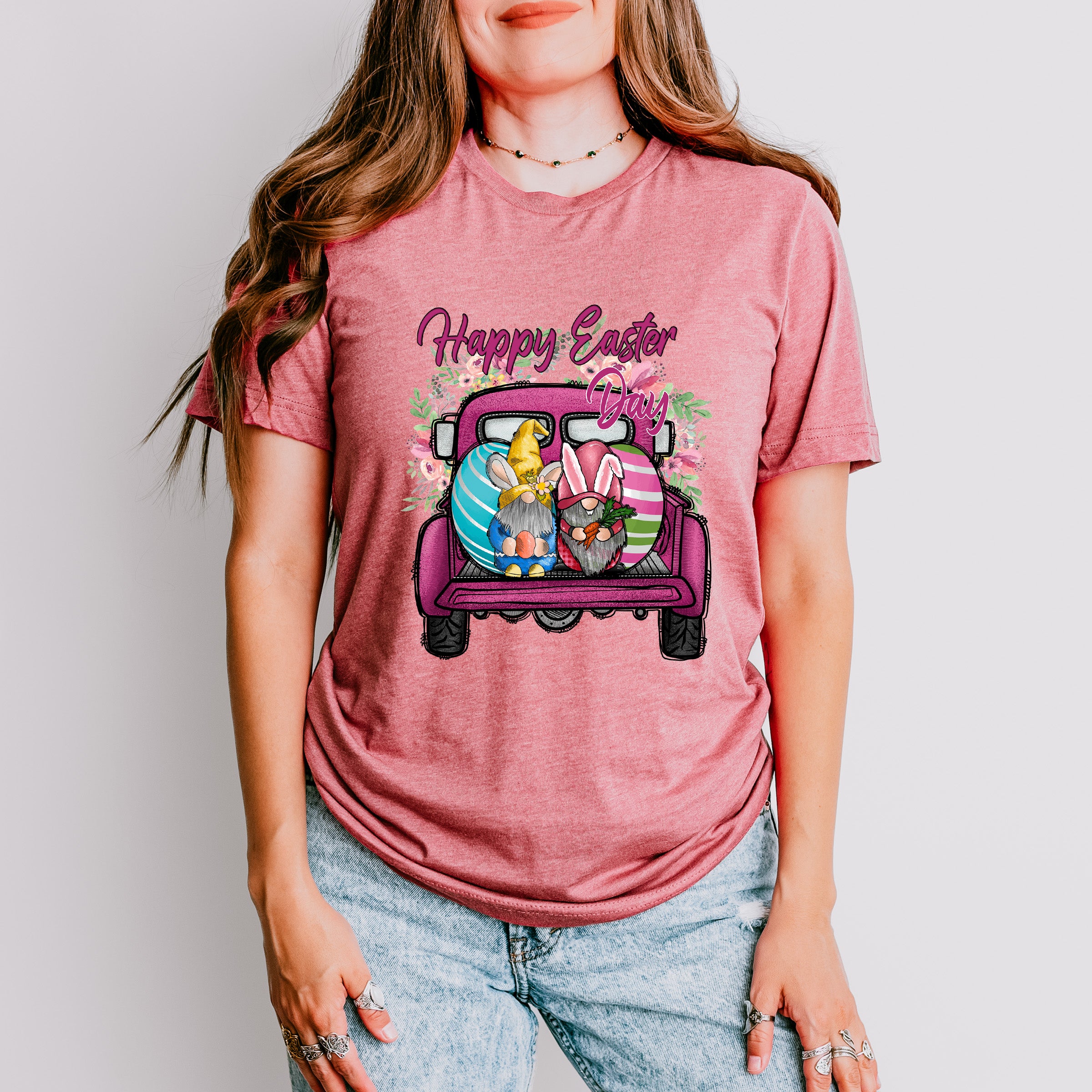 Happy Easter Day Truck Easter Day Unisex Crewneck T-Shirt Sweatshirt Hoodie