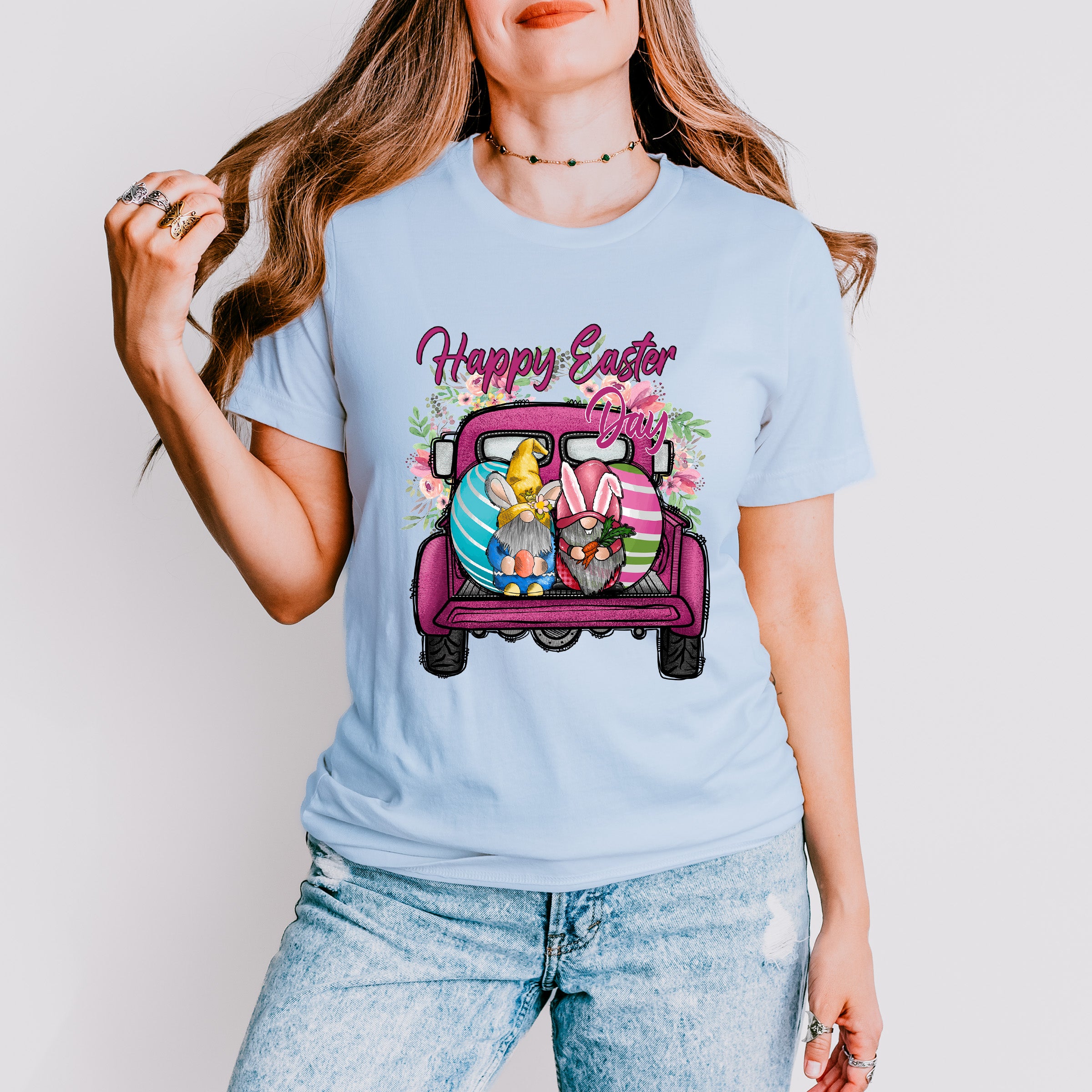 Happy Easter Day Truck Easter Day Unisex Crewneck T-Shirt Sweatshirt Hoodie