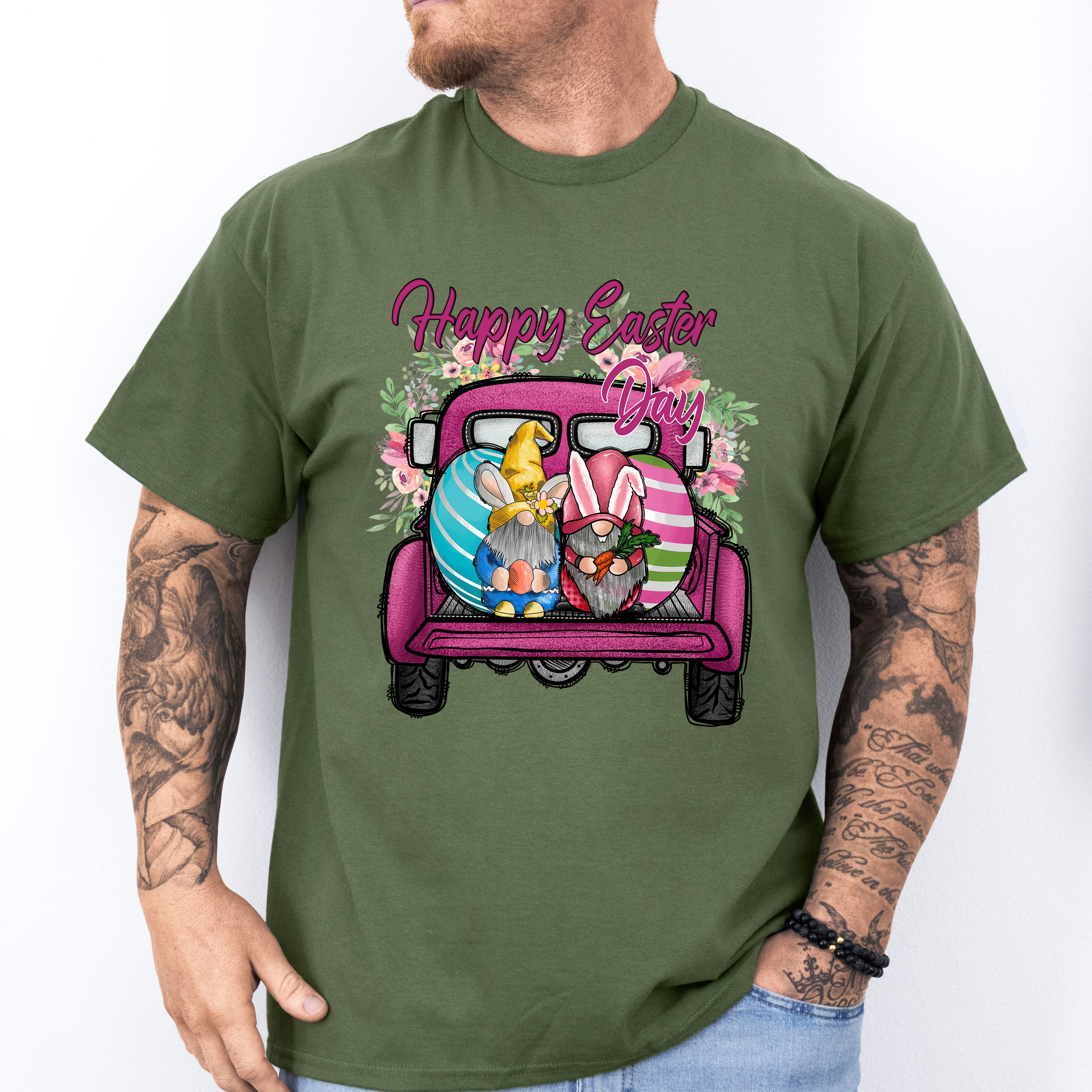 Happy Easter Day Truck Easter Day Unisex Crewneck T-Shirt Sweatshirt Hoodie