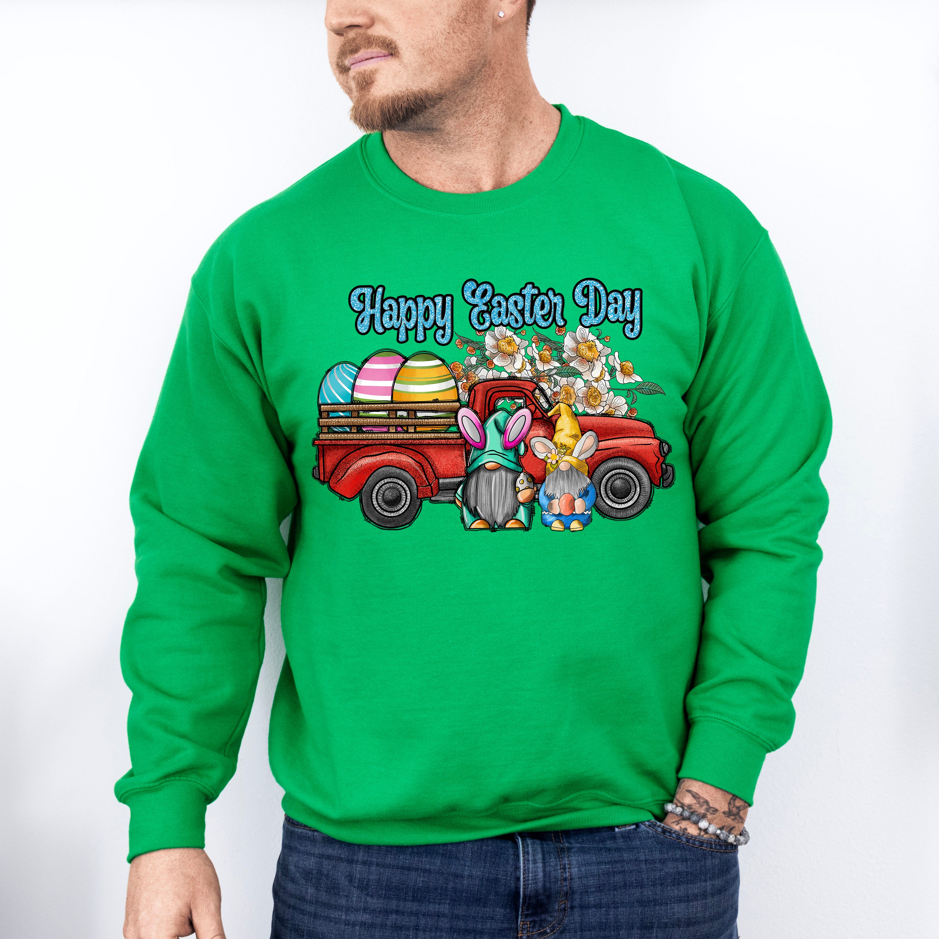 Truck Happy Easter Day Easter Day Unisex Crewneck T-Shirt Sweatshirt Hoodie