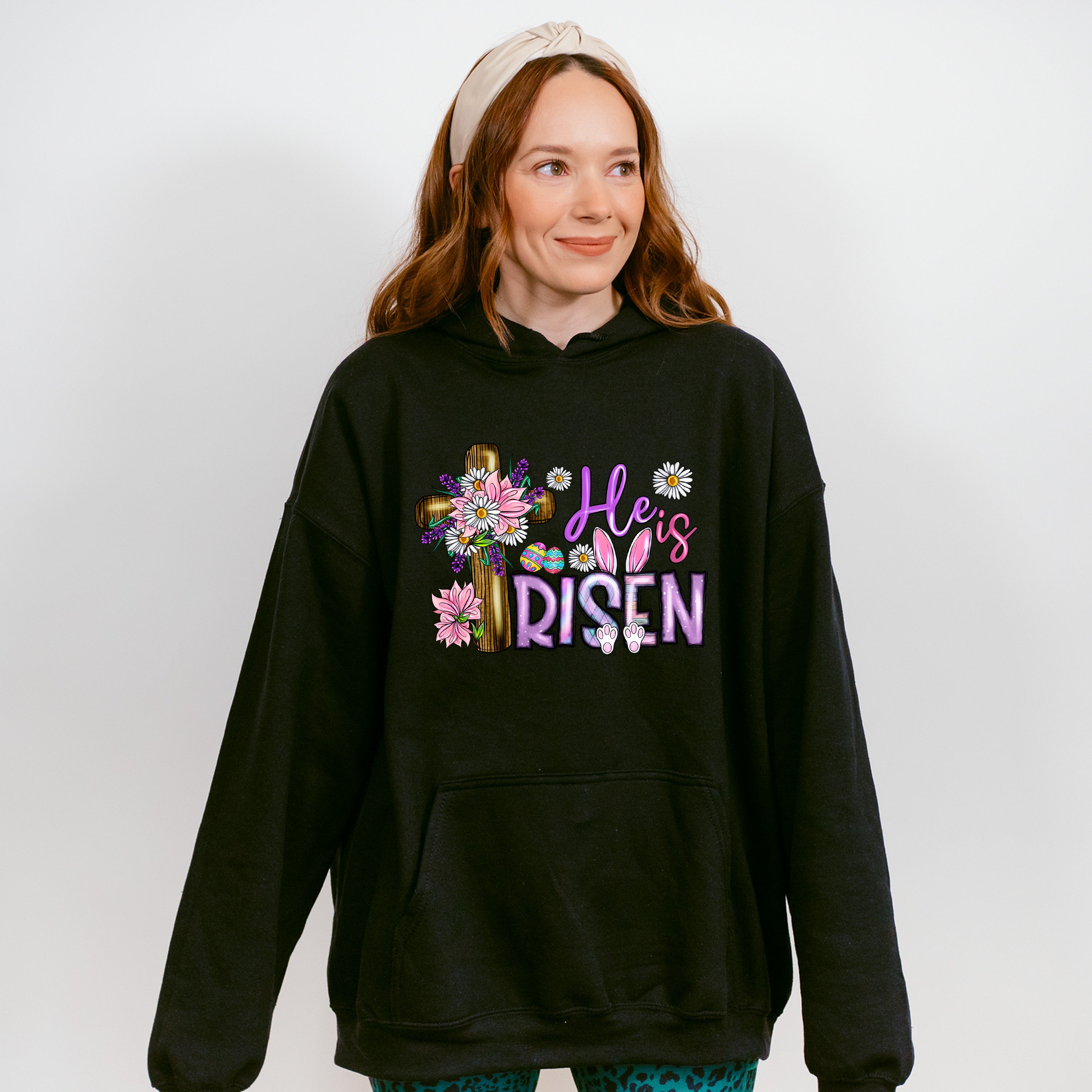 Cross He Is Risen Easter Day Unisex Crewneck T-Shirt Sweatshirt Hoodie