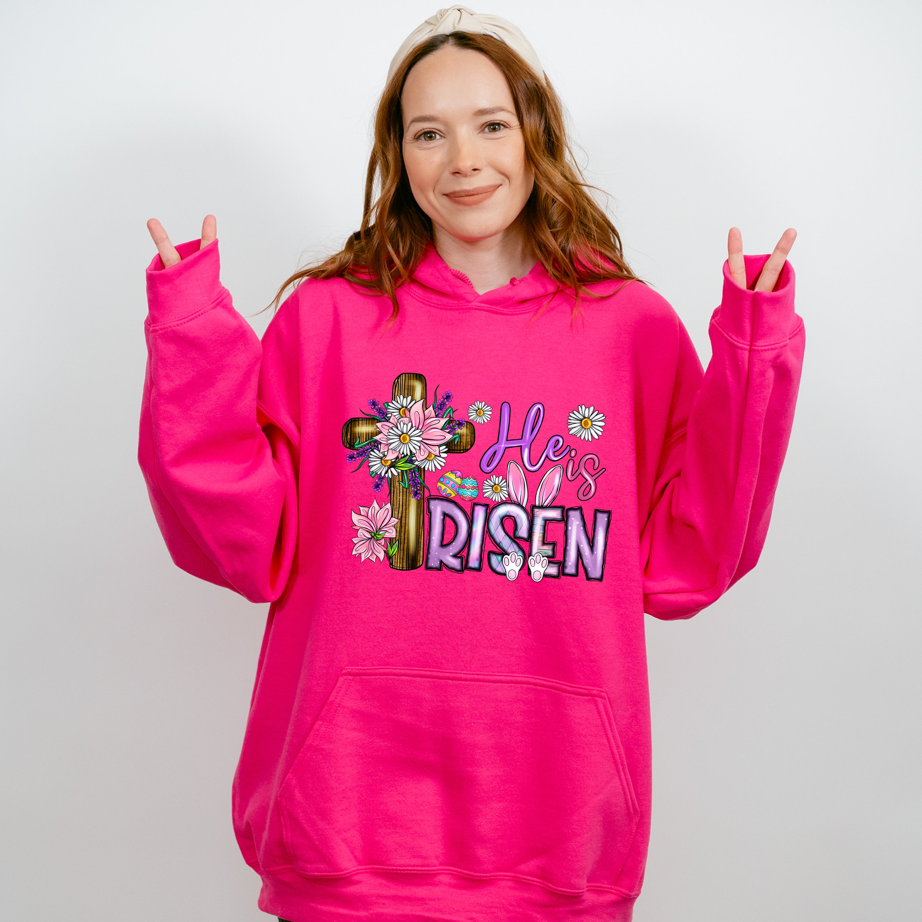 Cross He Is Risen Easter Day Unisex Crewneck T-Shirt Sweatshirt Hoodie