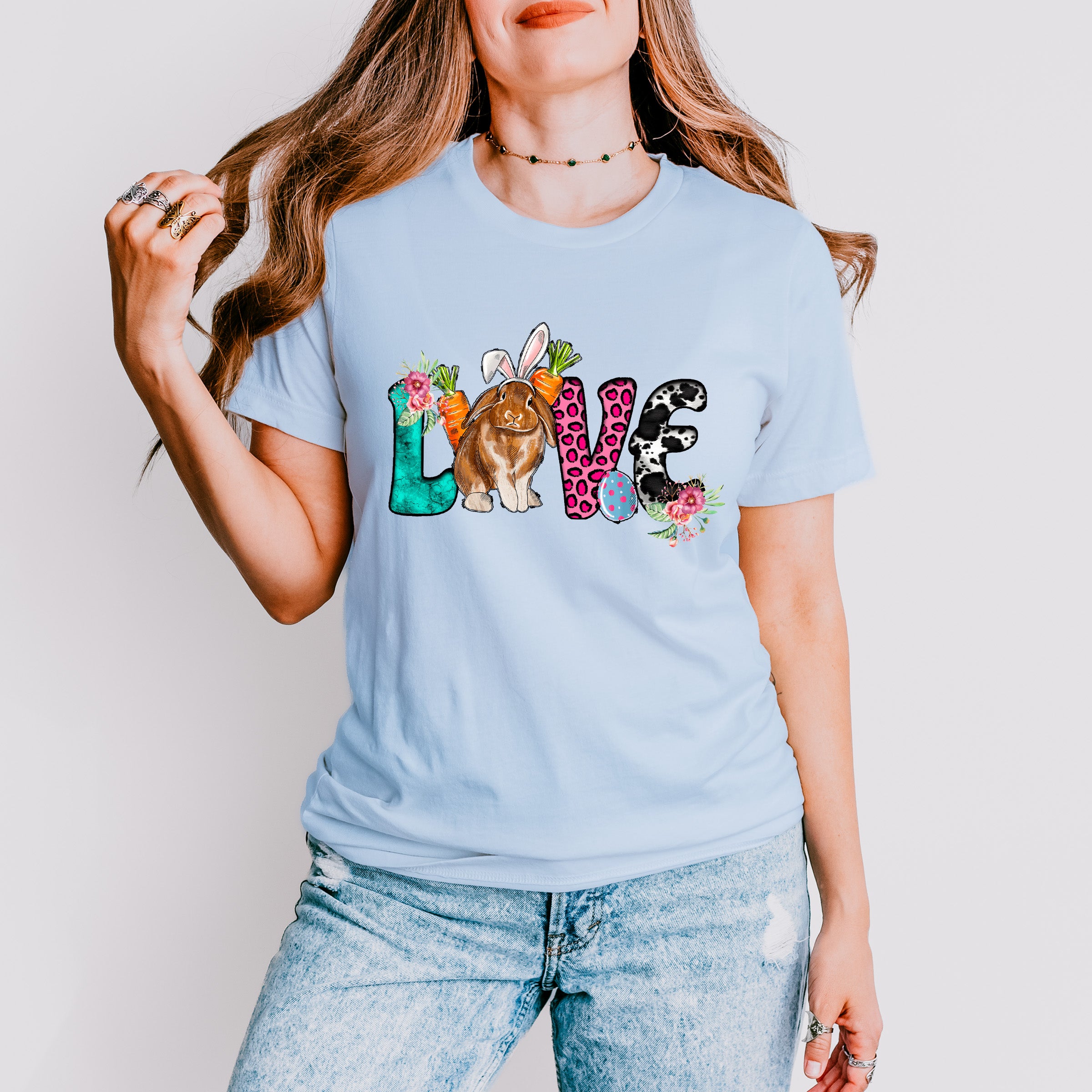 Easter Love Rabbit Easter Day Unisex Crewneck T-Shirt Sweatshirt Hoodie