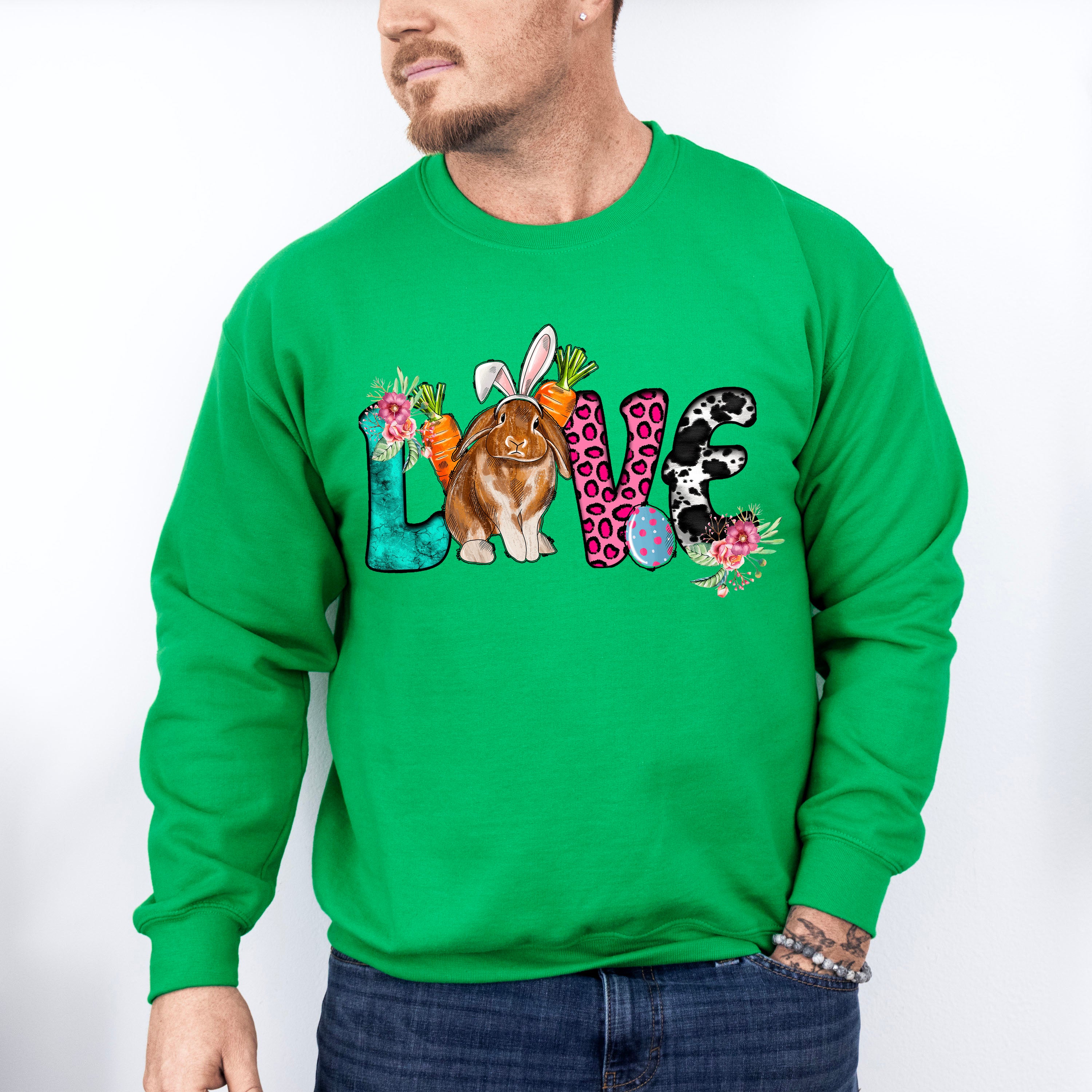 Easter Love Rabbit Easter Day Unisex Crewneck T-Shirt Sweatshirt Hoodie