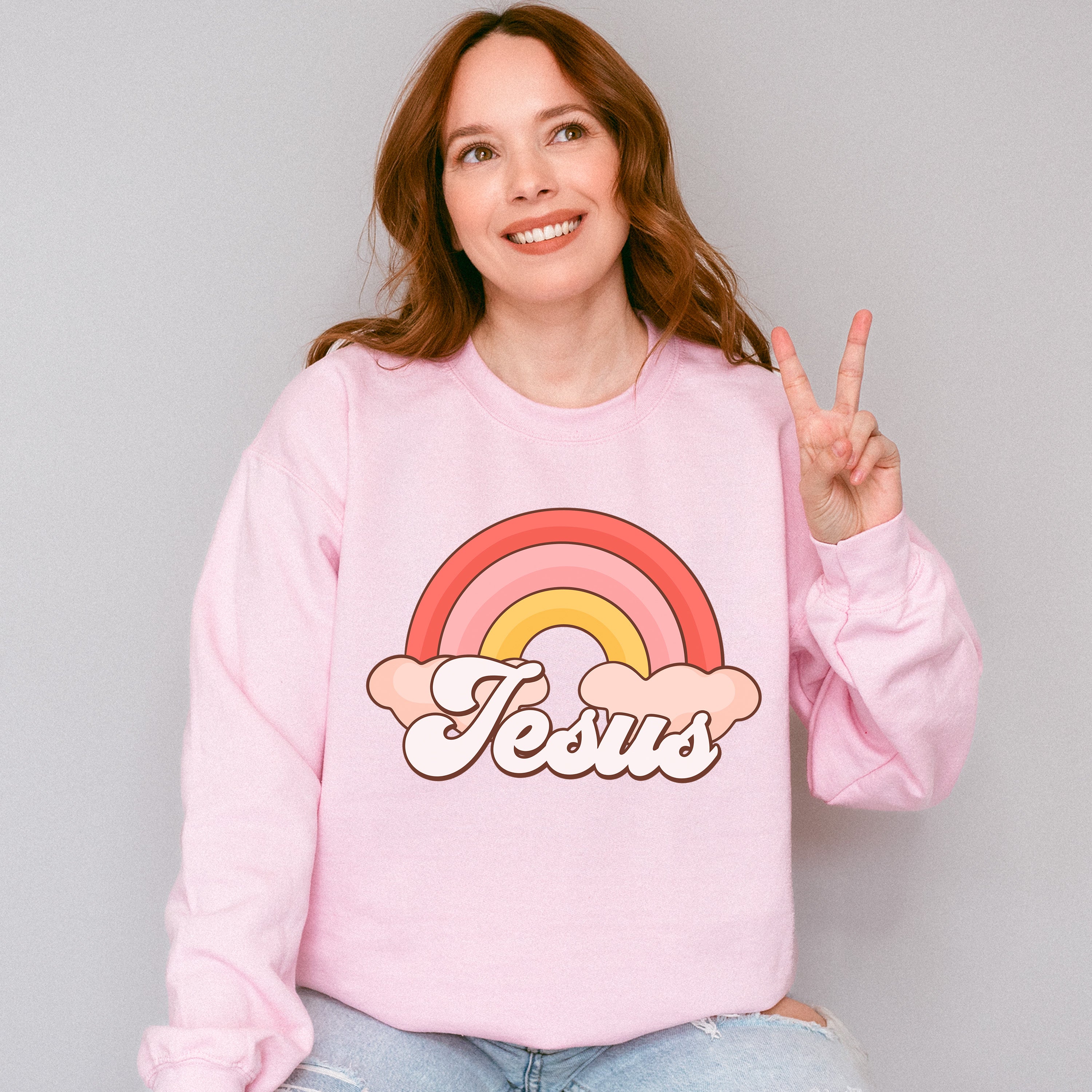 Jesus Rainbow Easter Day Unisex Crewneck T-Shirt Sweatshirt Hoodie