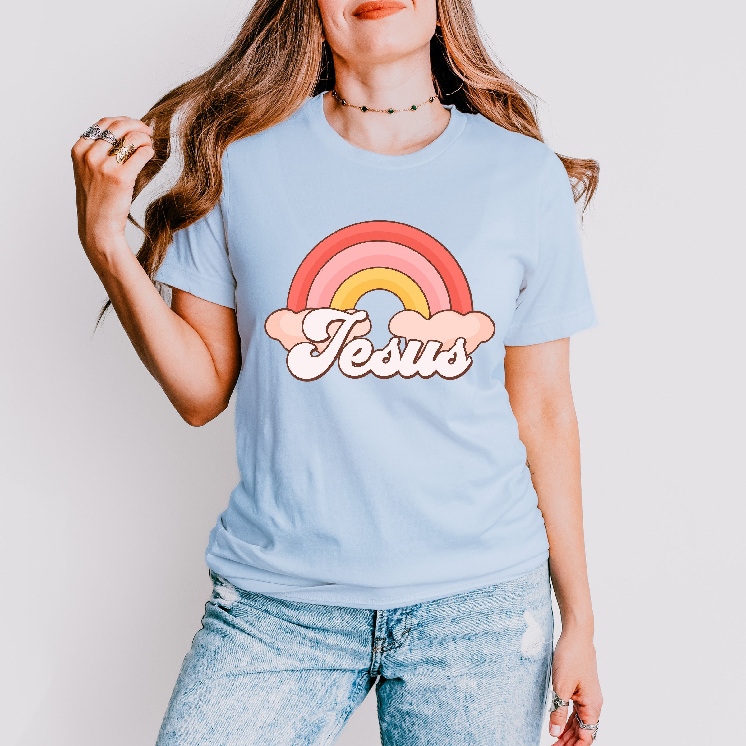 Jesus Rainbow Easter Day Unisex Crewneck T-Shirt Sweatshirt Hoodie