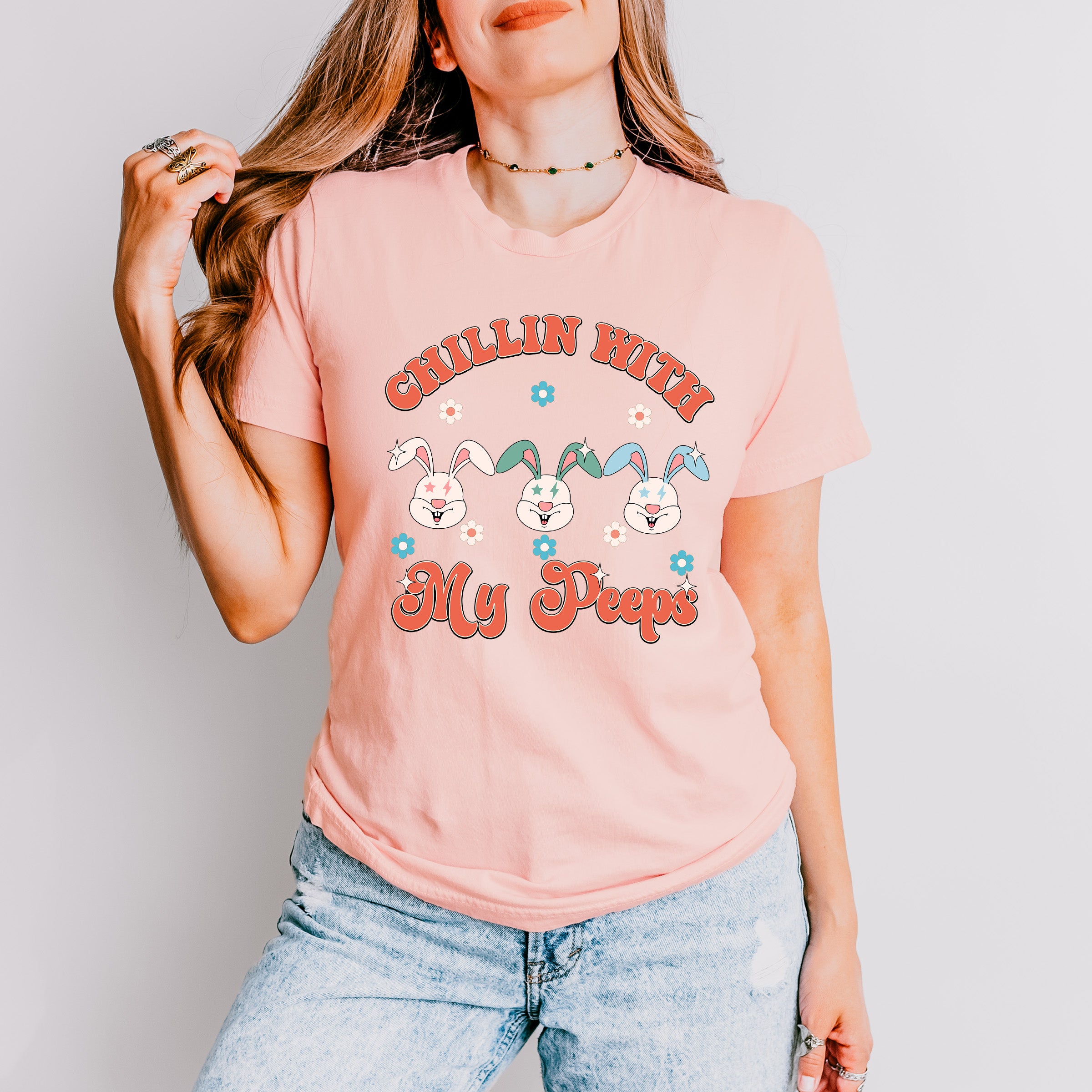 Chillin With My Peeps Easter Day Unisex Crewneck T-Shirt Sweatshirt Hoodie