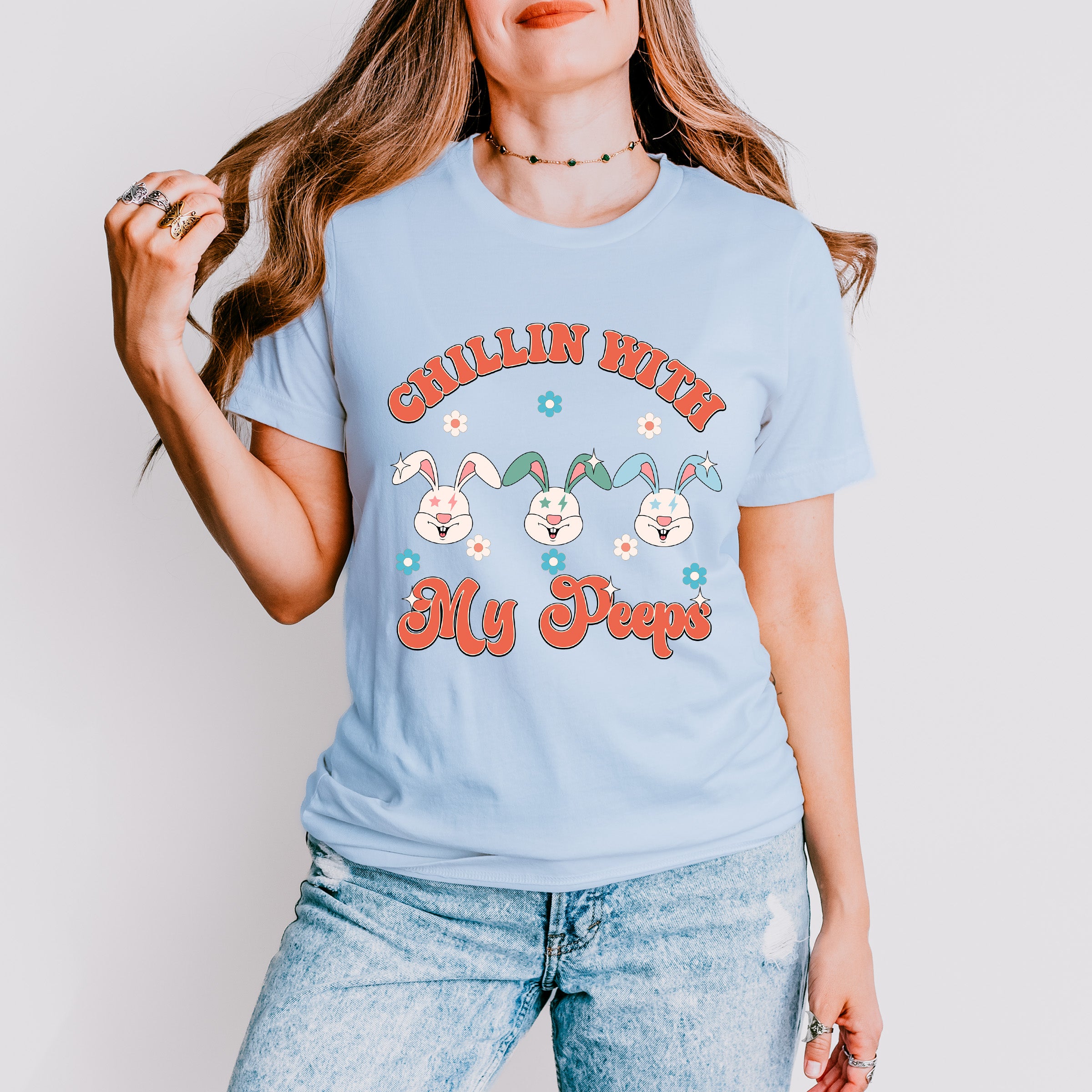 Chillin With My Peeps Easter Day Unisex Crewneck T-Shirt Sweatshirt Hoodie