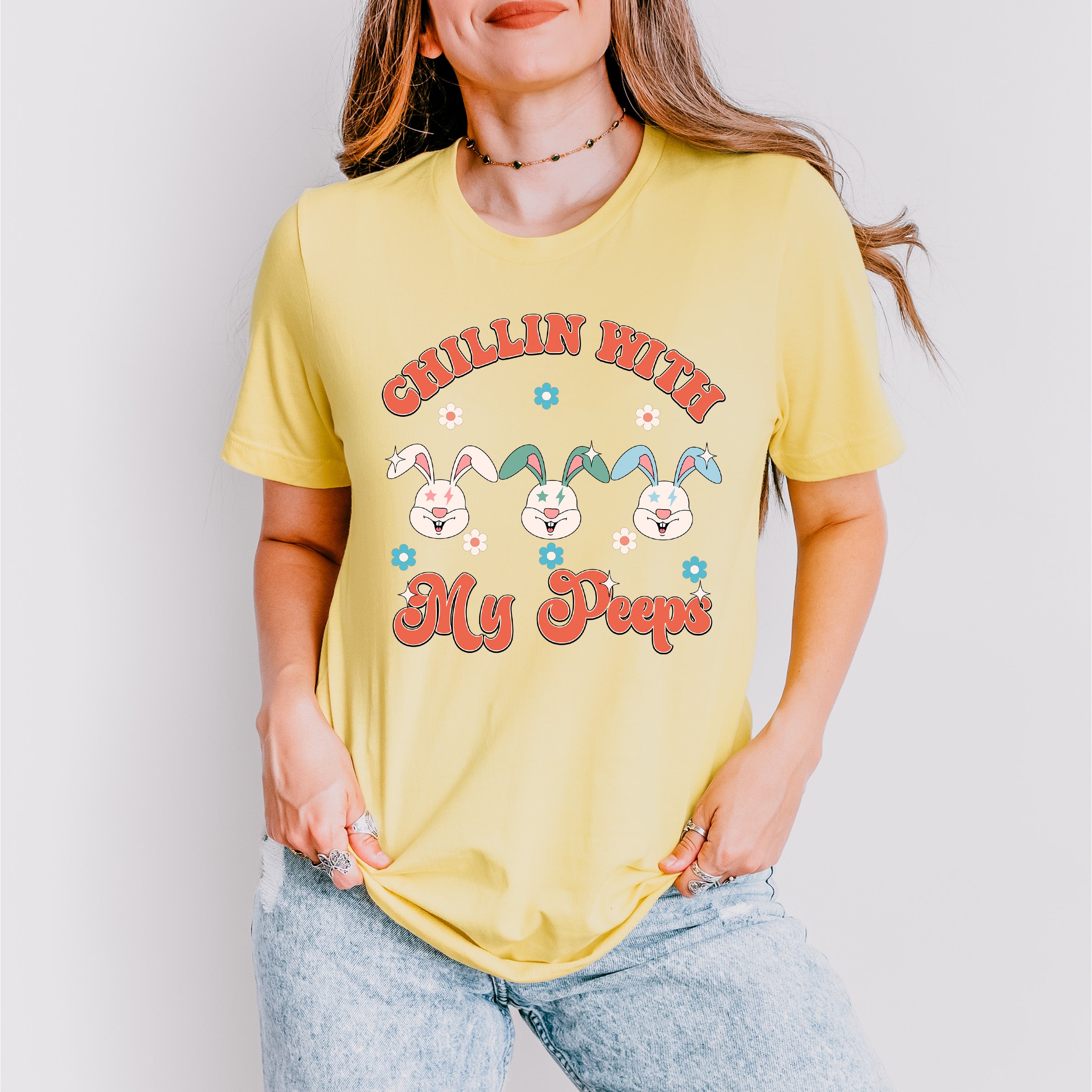 Chillin With My Peeps Easter Day Unisex Crewneck T-Shirt Sweatshirt Hoodie