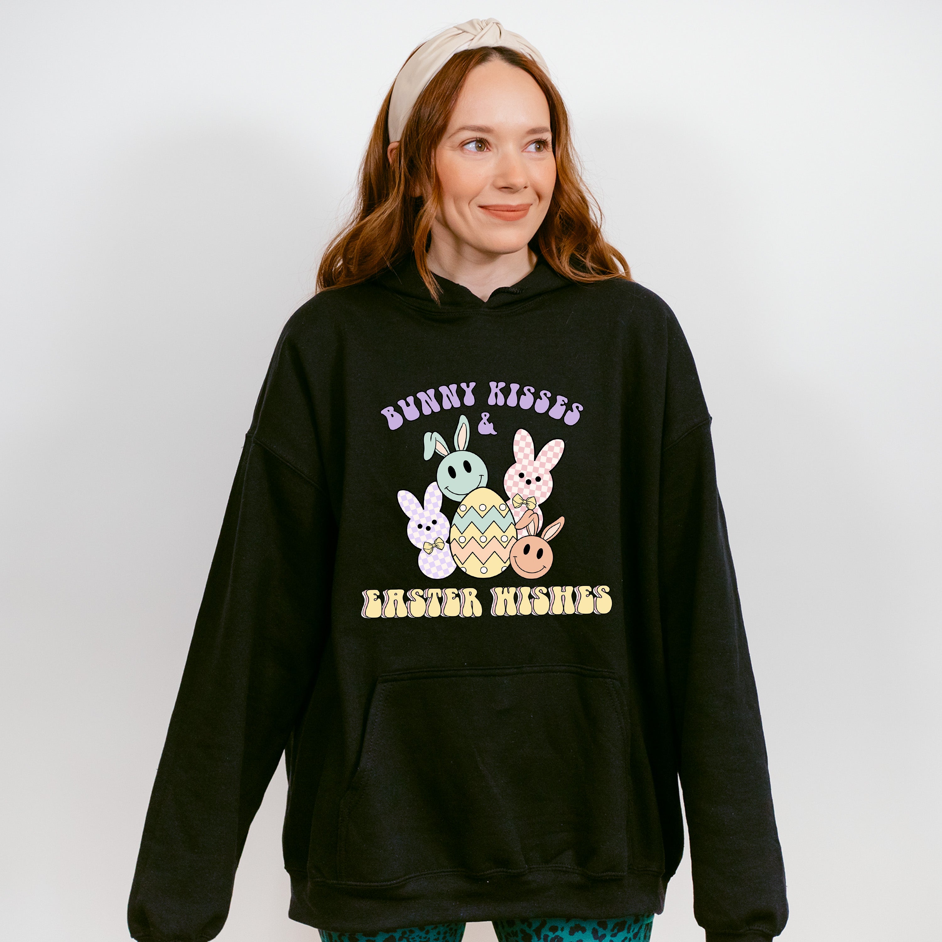 Bunny Kisses &amp; Easter Wishes Easter Day Unisex Crewneck T-Shirt Sweatshirt Hoodie