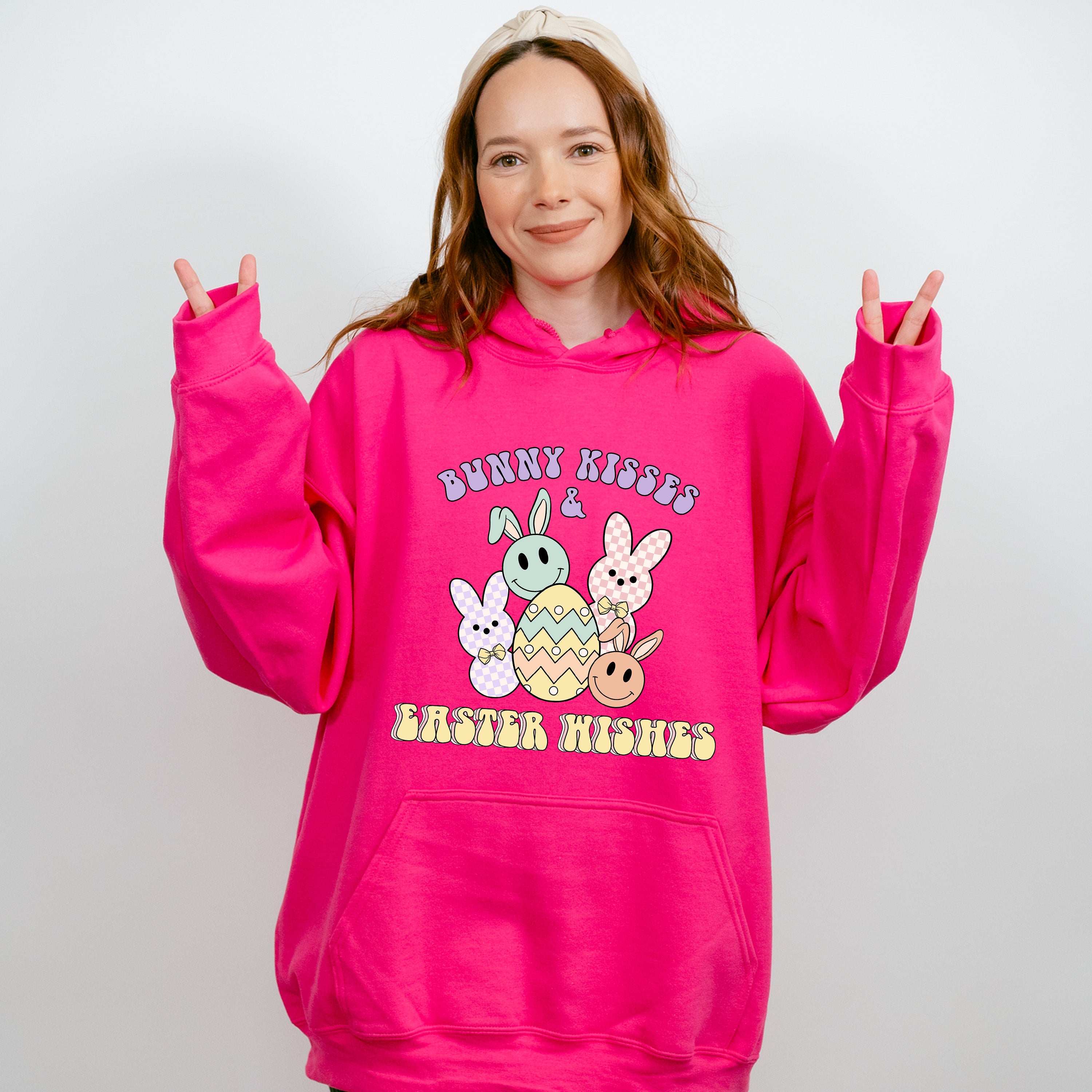 Bunny Kisses &amp; Easter Wishes Easter Day Unisex Crewneck T-Shirt Sweatshirt Hoodie
