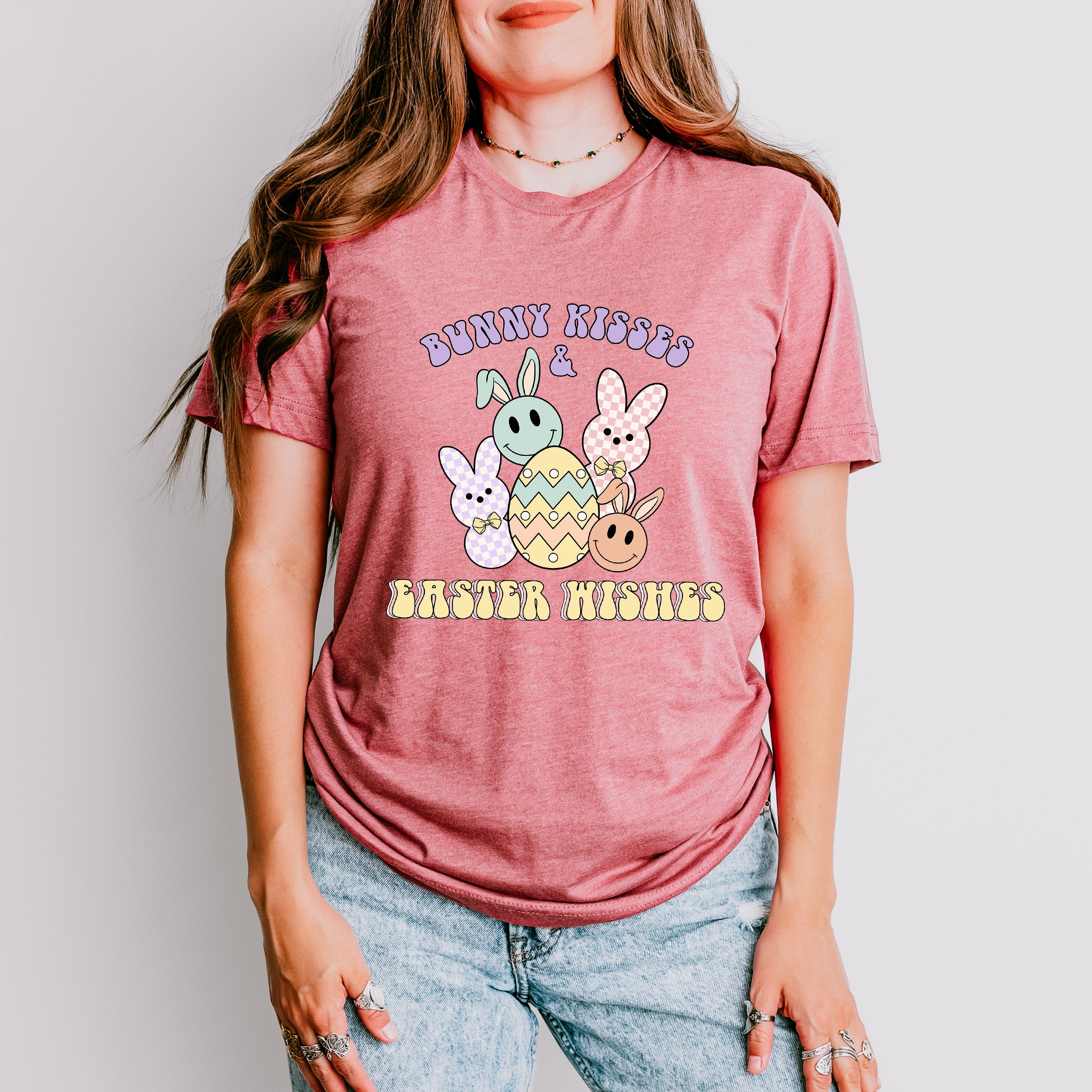 Bunny Kisses &amp; Easter Wishes Easter Day Unisex Crewneck T-Shirt Sweatshirt Hoodie