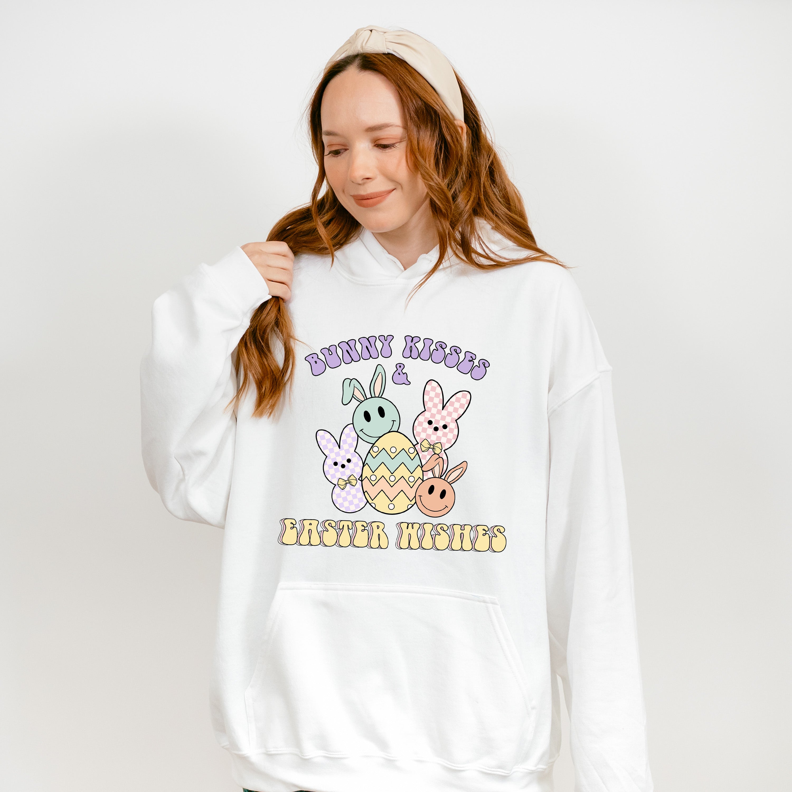 Bunny Kisses &amp; Easter Wishes Easter Day Unisex Crewneck T-Shirt Sweatshirt Hoodie