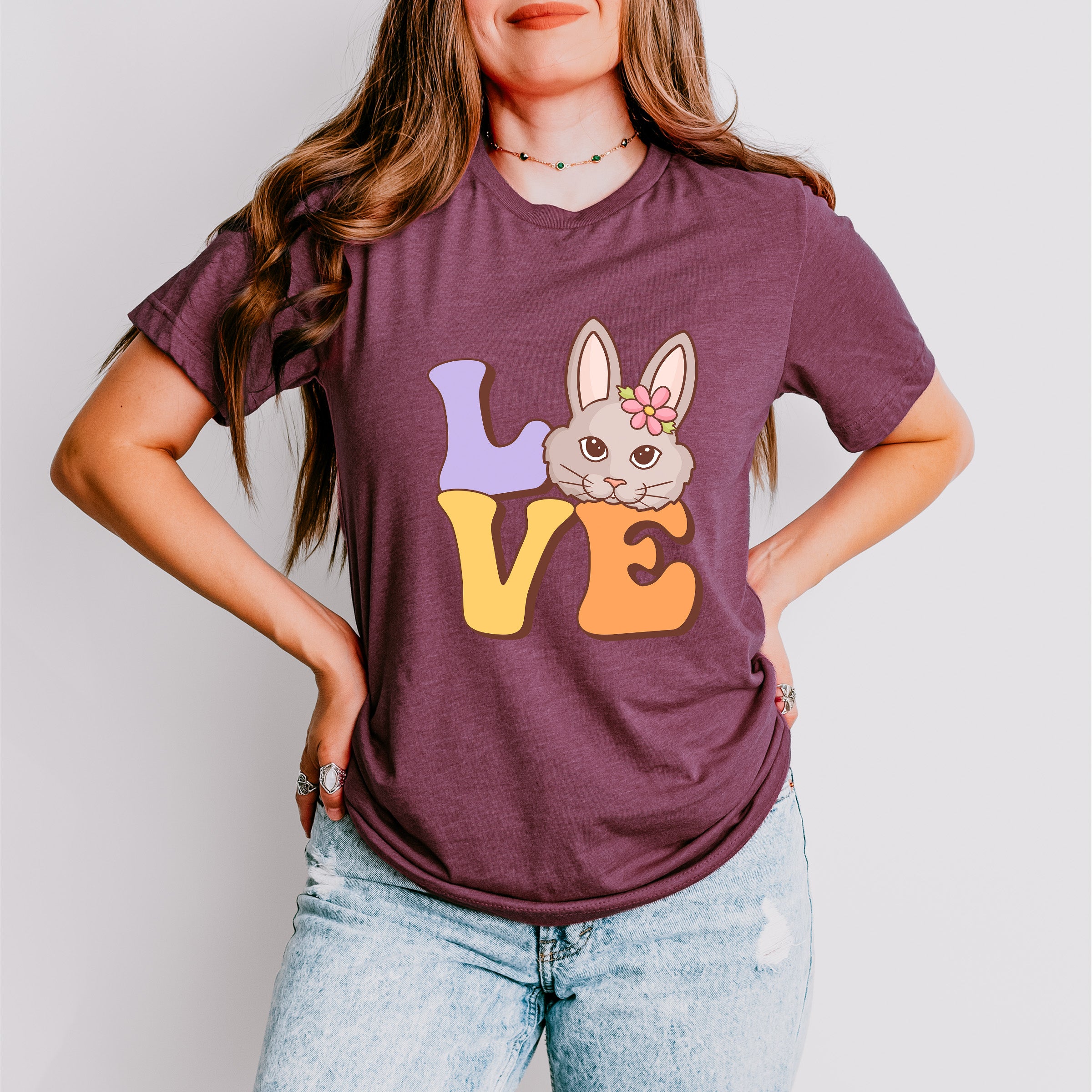 Rabbit Love Easter Day Unisex Crewneck T-Shirt Sweatshirt Hoodie
