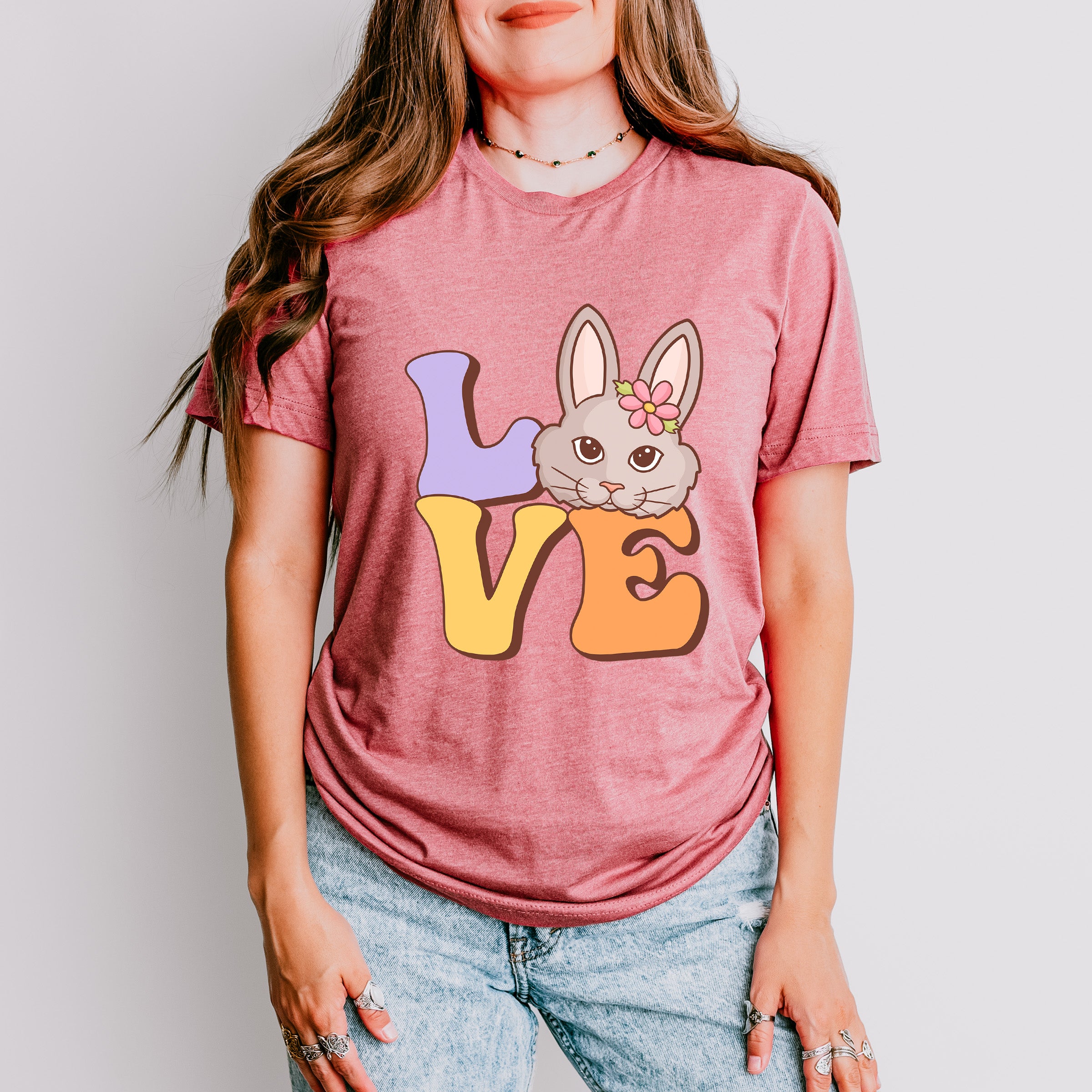 Rabbit Love Easter Day Unisex Crewneck T-Shirt Sweatshirt Hoodie