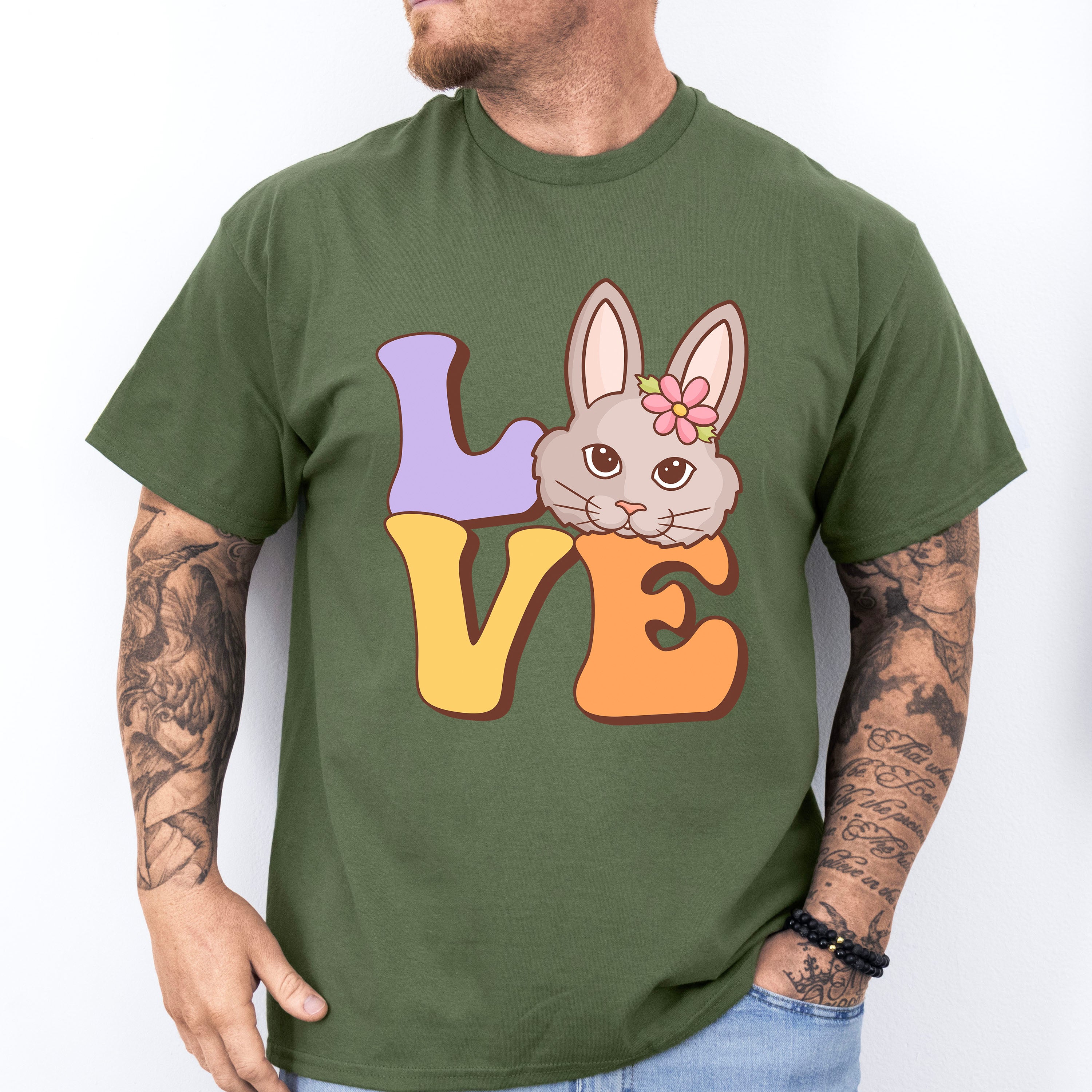 Rabbit Love Easter Day Unisex Crewneck T-Shirt Sweatshirt Hoodie