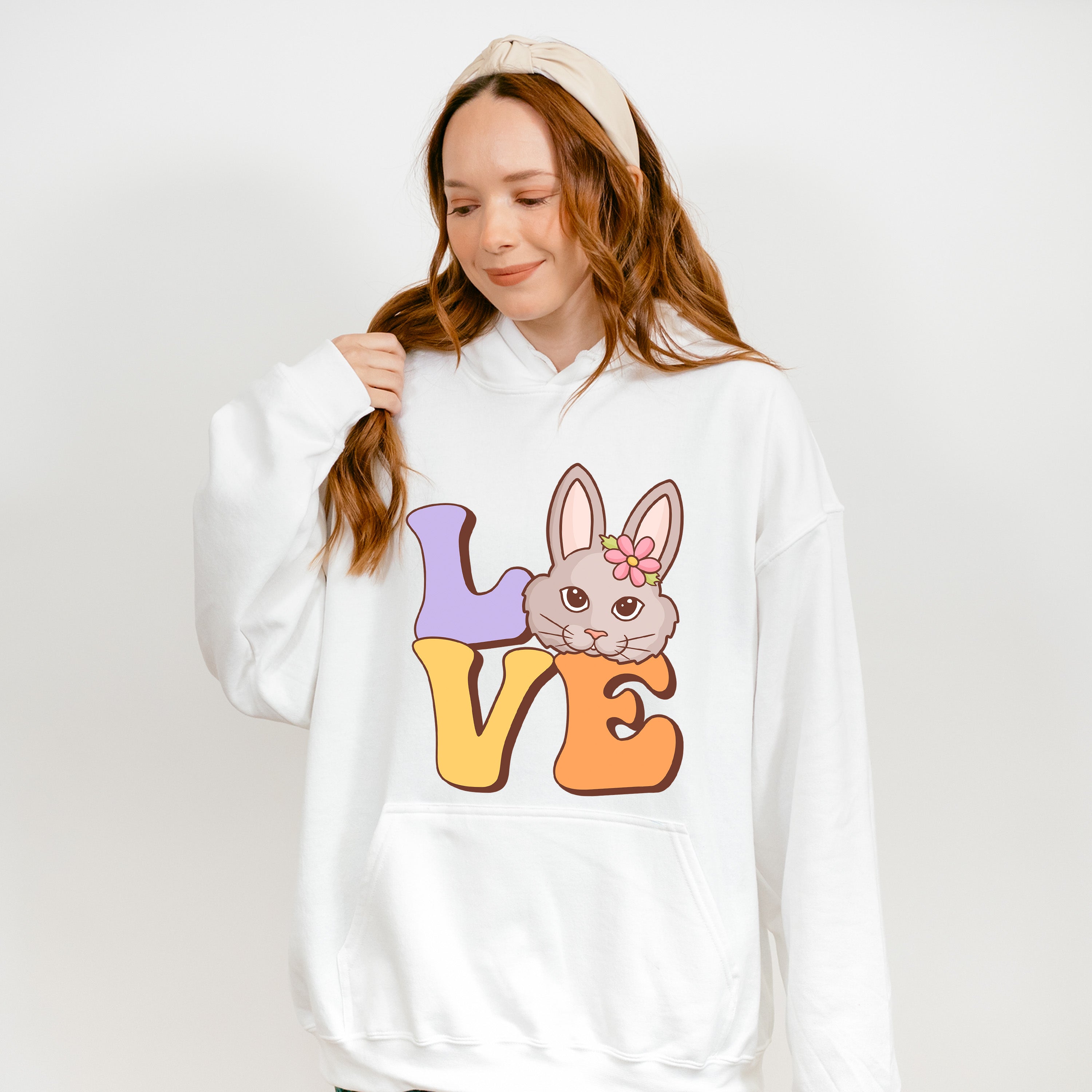 Rabbit Love Easter Day Unisex Crewneck T-Shirt Sweatshirt Hoodie