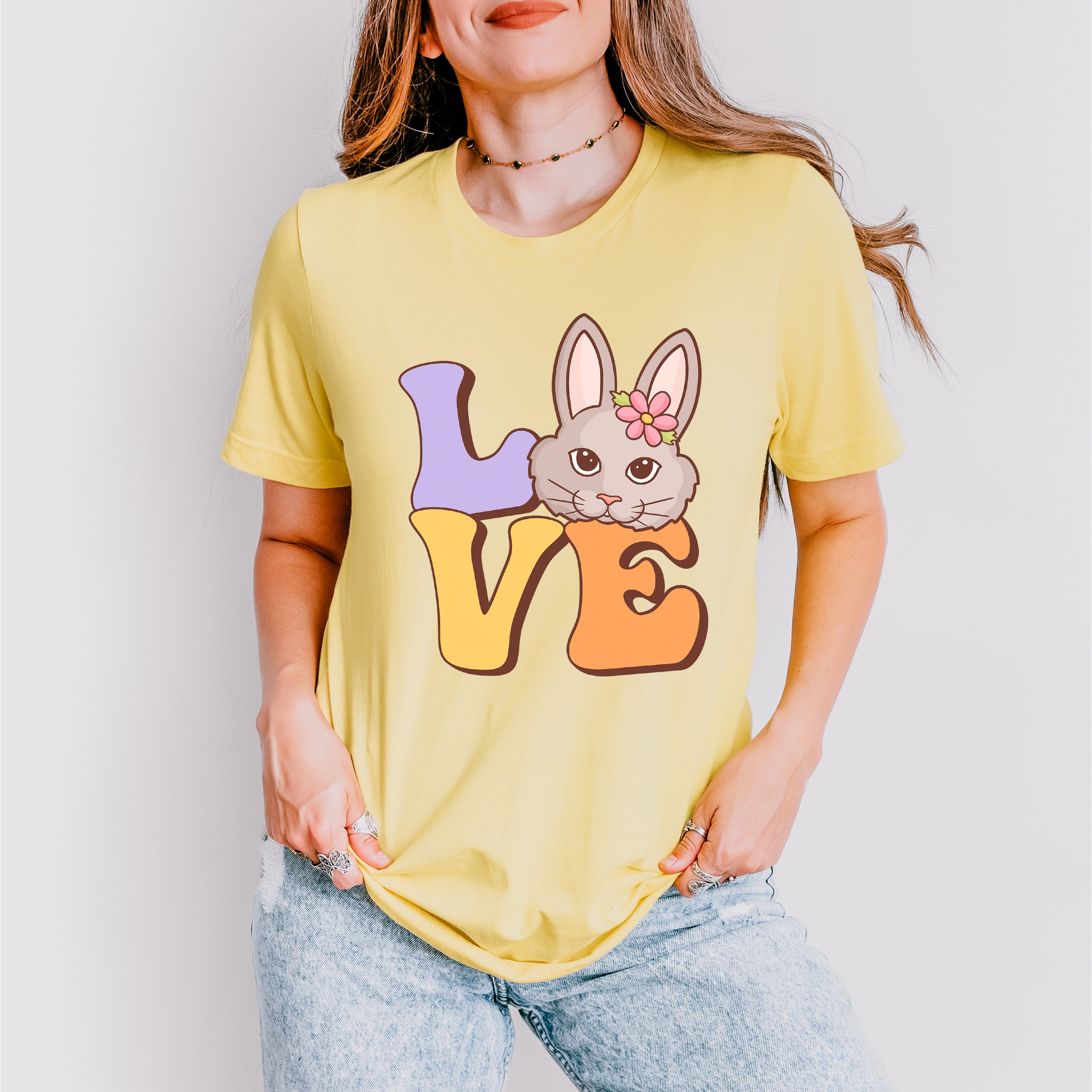 Rabbit Love Easter Day Unisex Crewneck T-Shirt Sweatshirt Hoodie