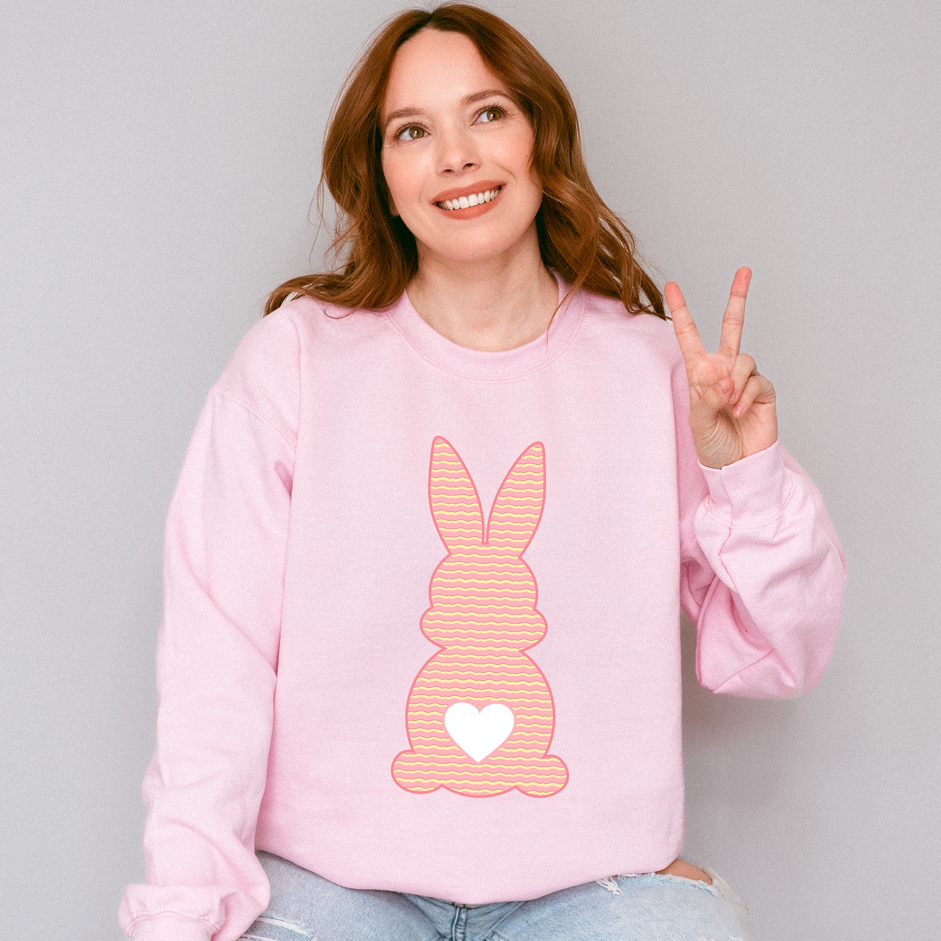 Peach Bunny Easter Day Unisex Crewneck T-Shirt Sweatshirt Hoodie
