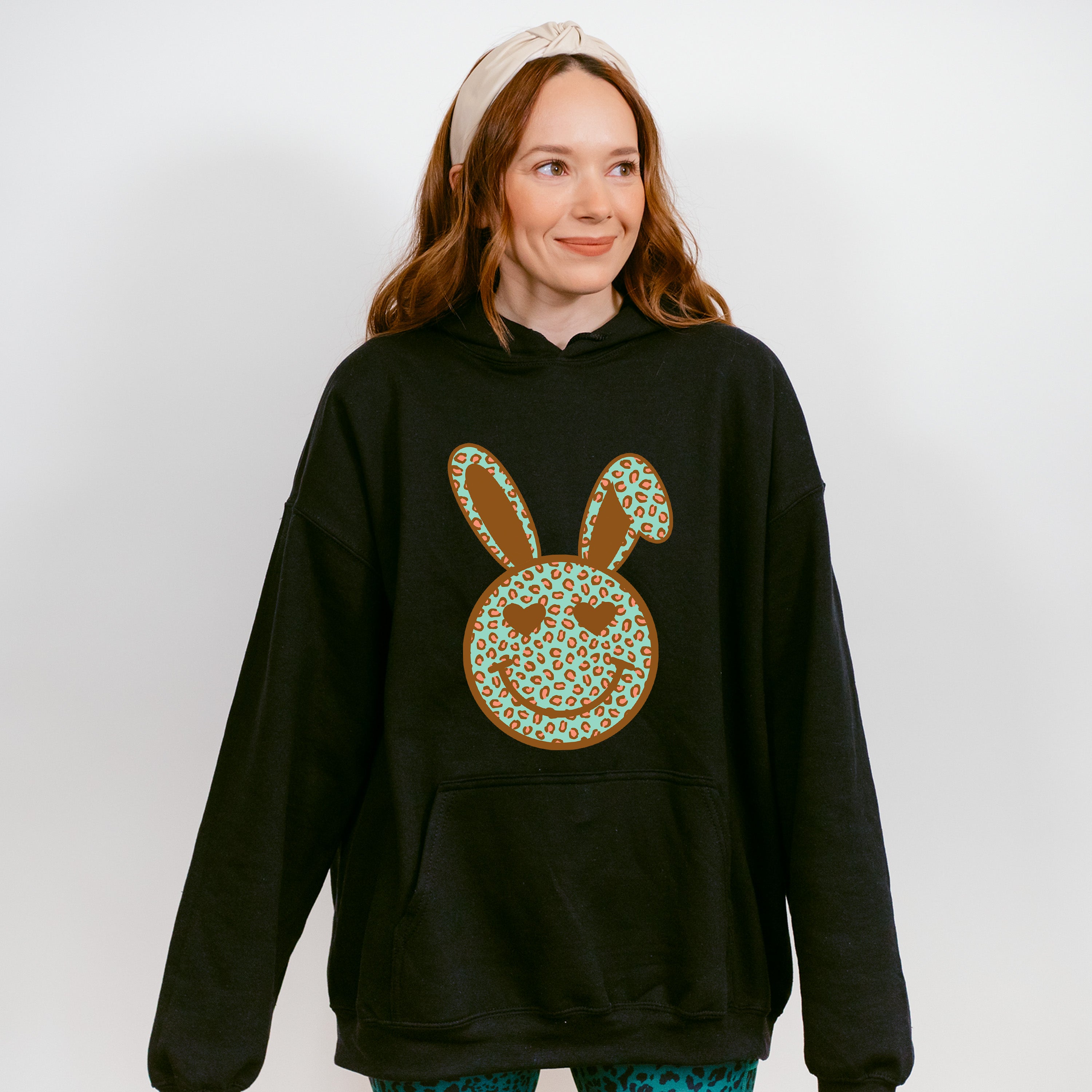 Bunny Ears Smiley Easter Day Unisex Crewneck T-Shirt Sweatshirt Hoodie